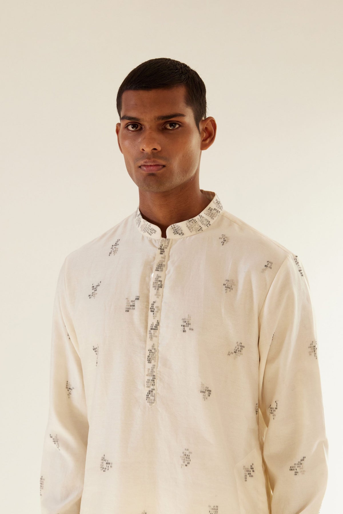 Camo Motif Hand Embroidered Kurta Set