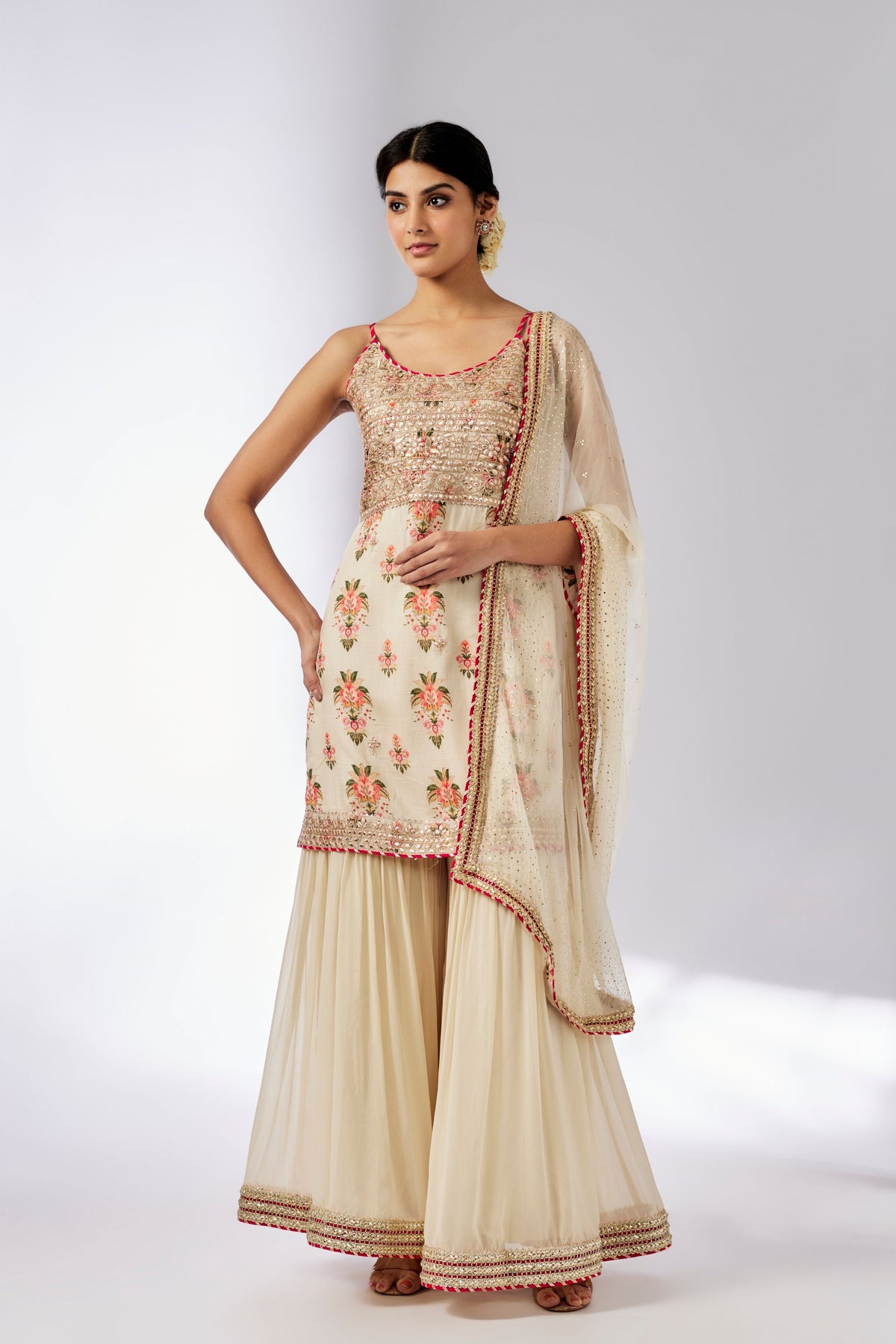 Ivory Chhaya Strappy Sharara Set
