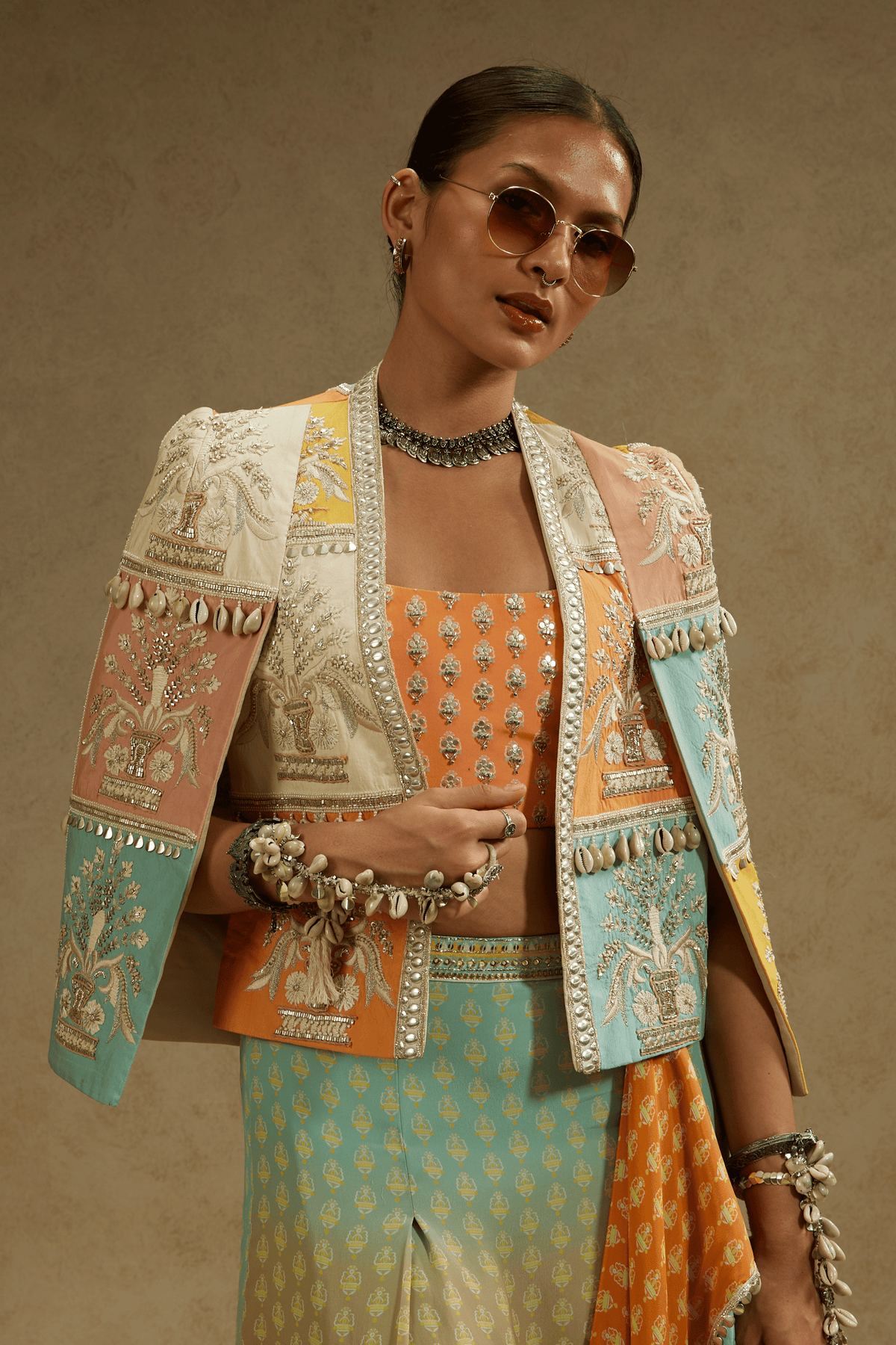 Cape With Bustier and Drape Skirt
