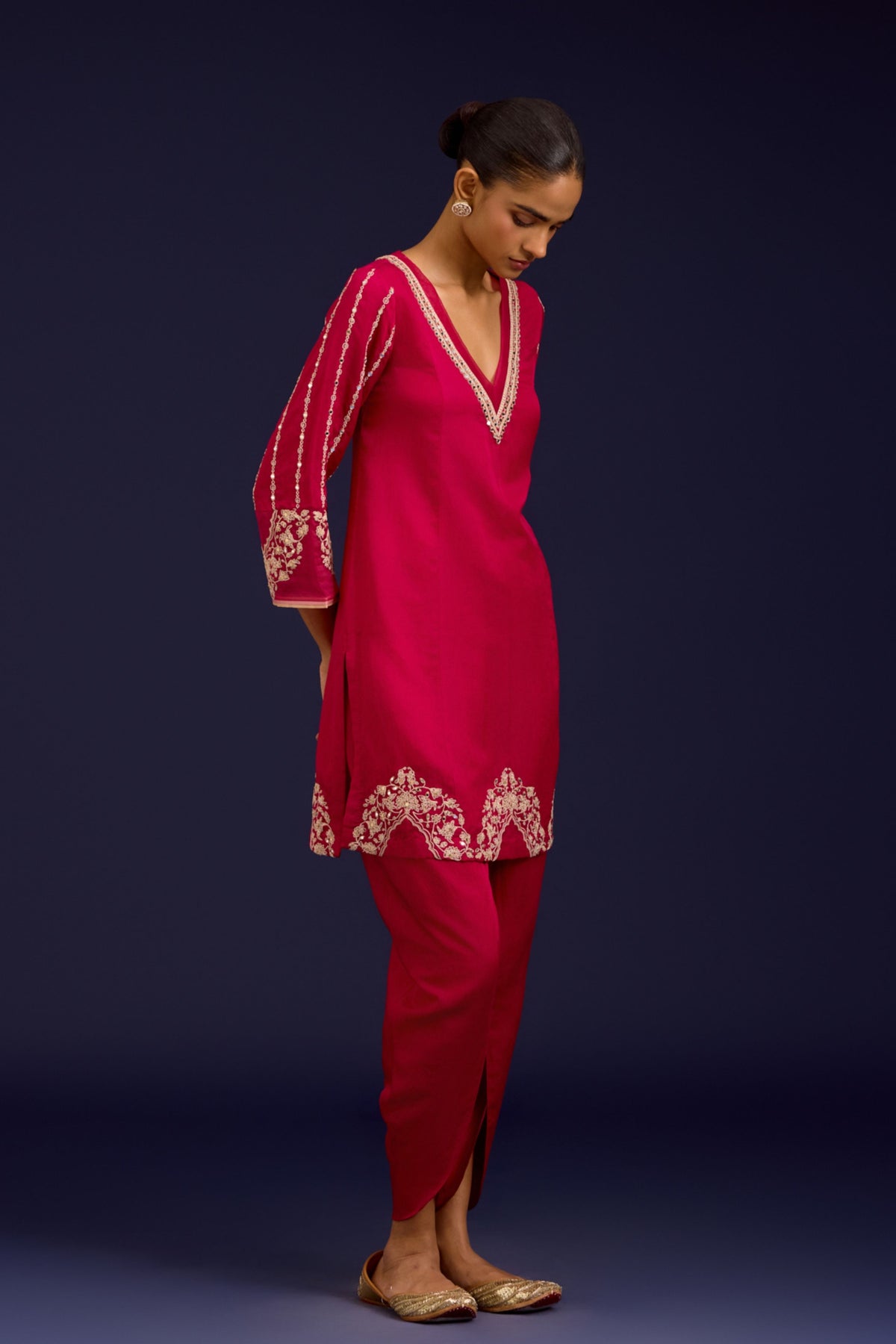 Fuchsia Cotton Kurta Set
