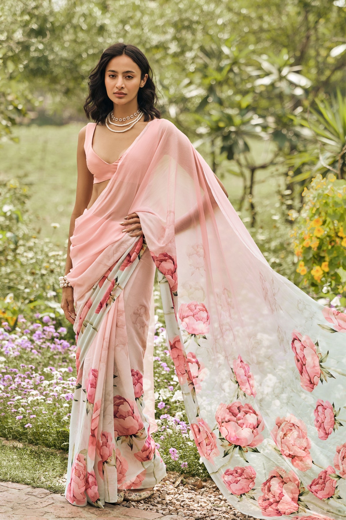 Monica Coral Reef Ombre Saree