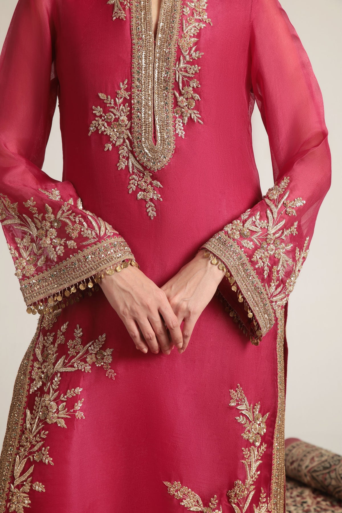Pink Jaal Kurta Set