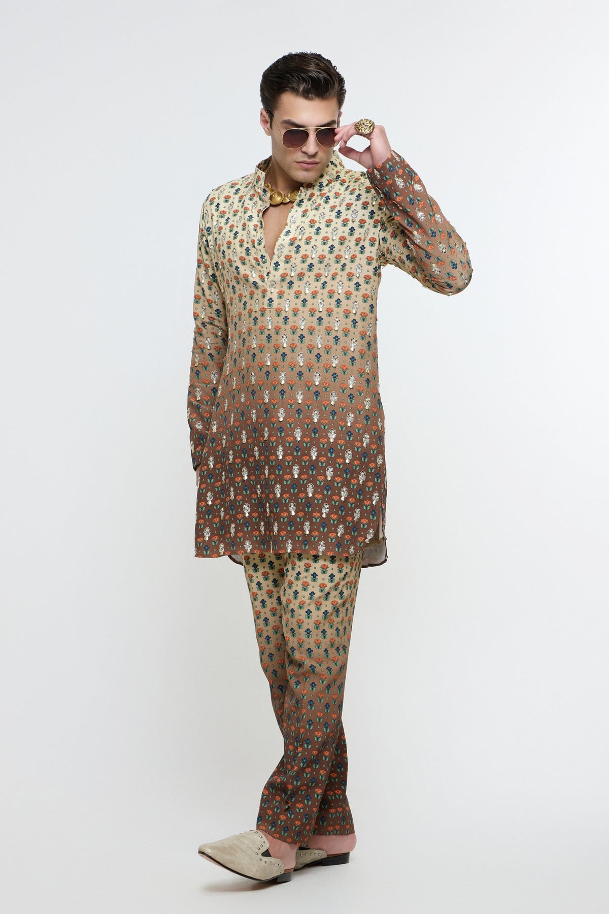Ombre Print Highlighted Kurta Set