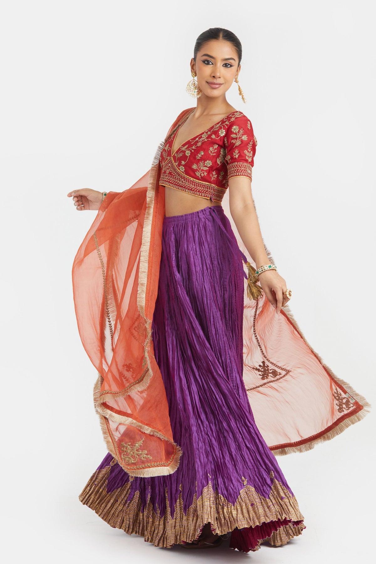 Red Silk Lehenga Set
