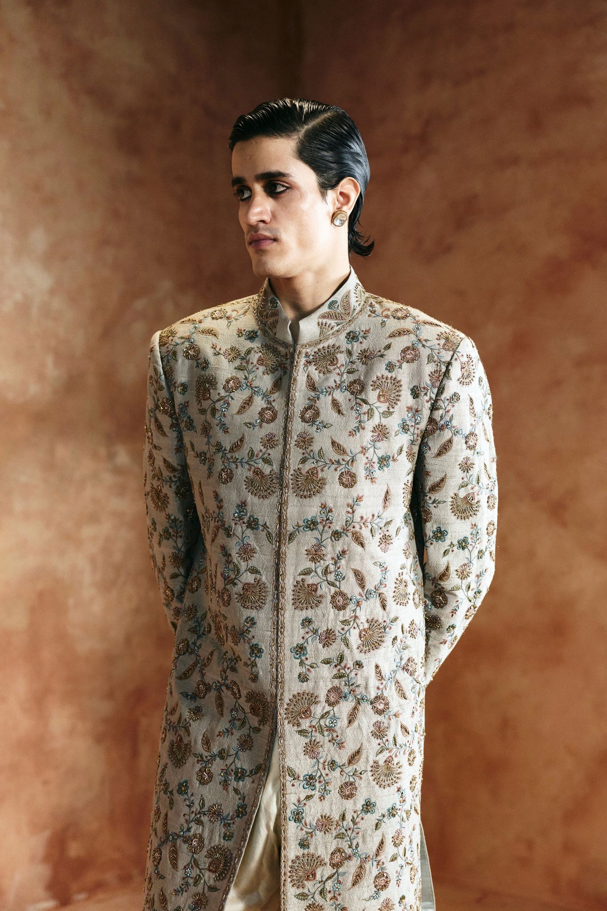Beaded Sindh Threadwork Sherwani Set