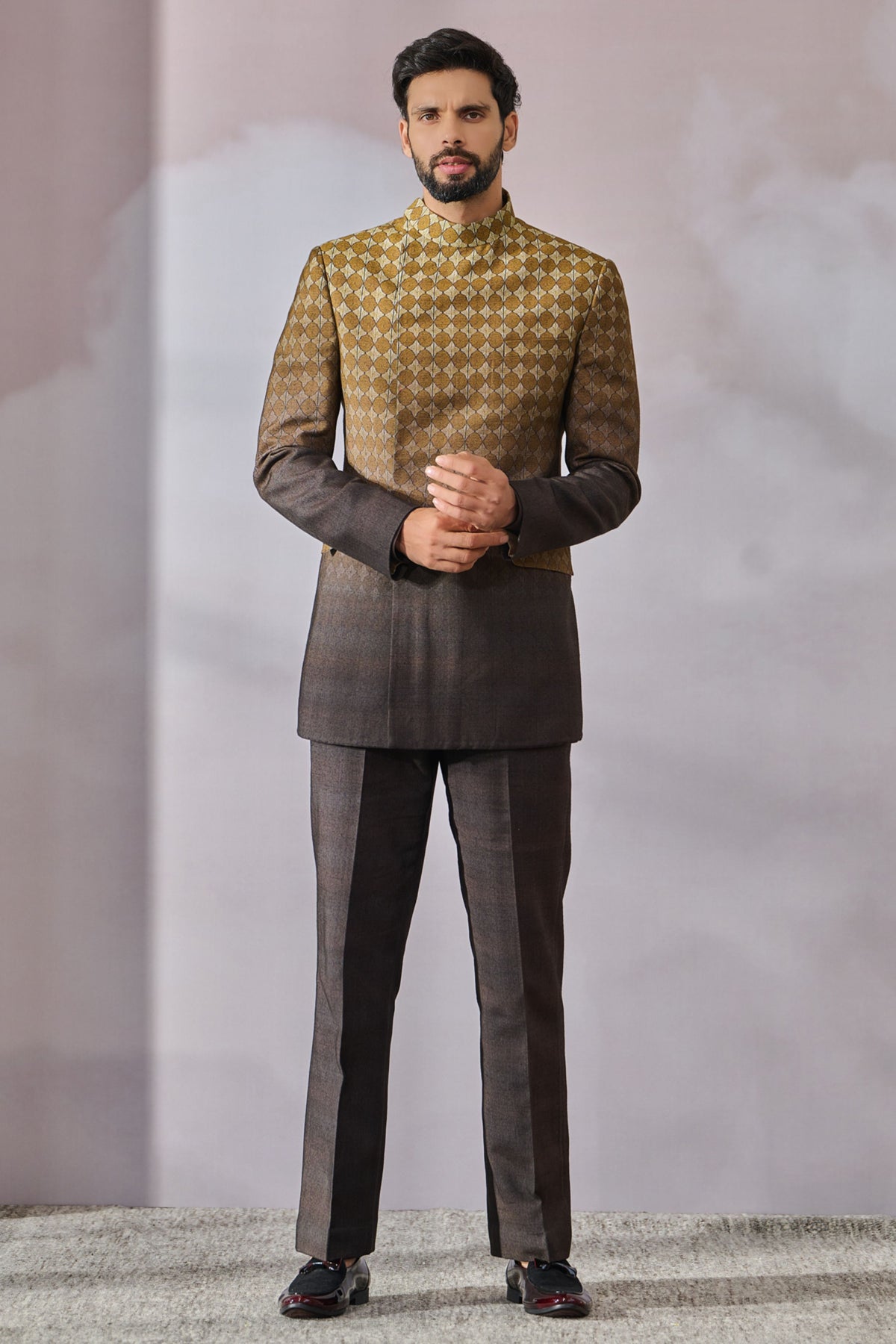 Printed Overlapped Bandgala Set