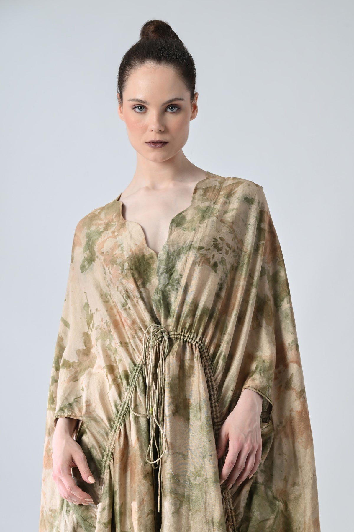 Desert Beige Drape Kaftan Dress