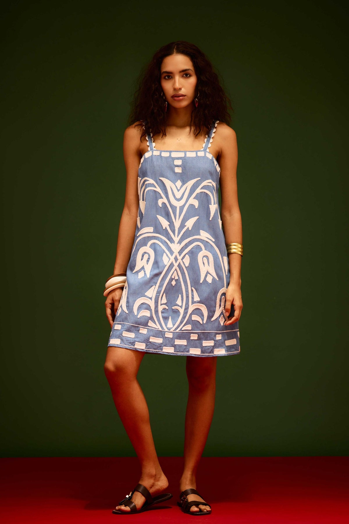 Denim Strappy Shift Dress