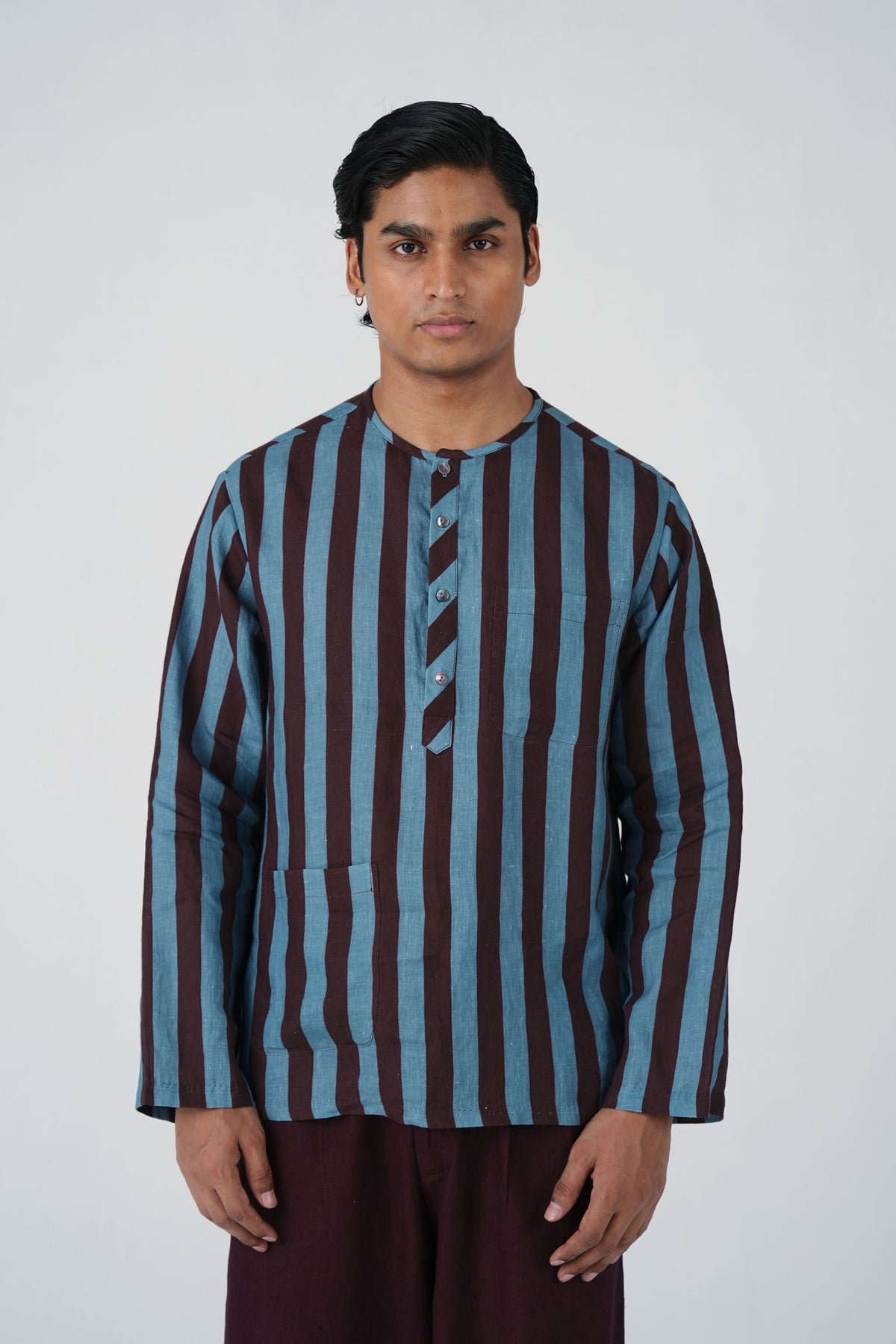 Blue Zen Collarless Shirt