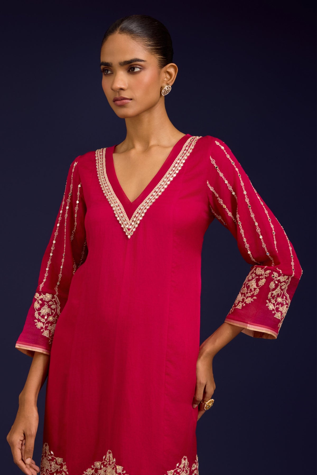 Fuchsia Cotton Kurta Set