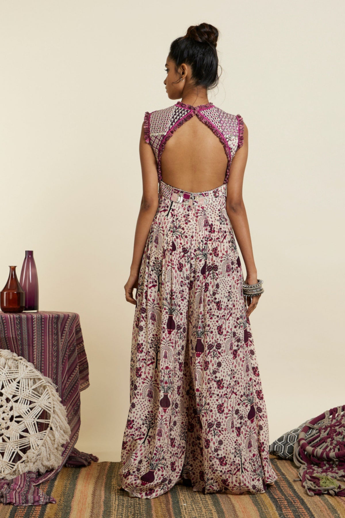 Safar Merlot Print Patchwork Jumpsuit