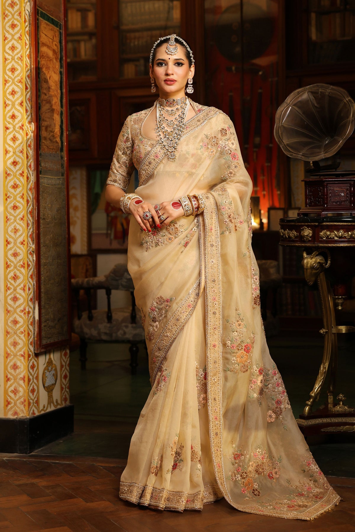 Ahista Ivory Mayur Saree Set