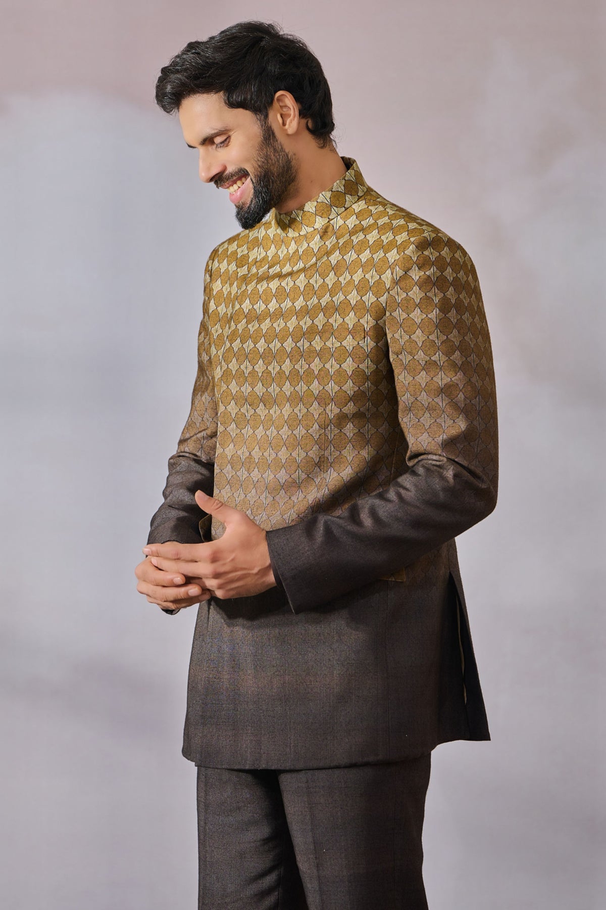 Printed Overlapped Bandgala Set