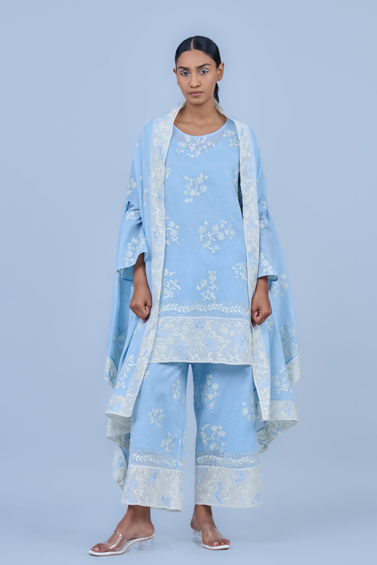 Blue Threadwork Cotton Tunic