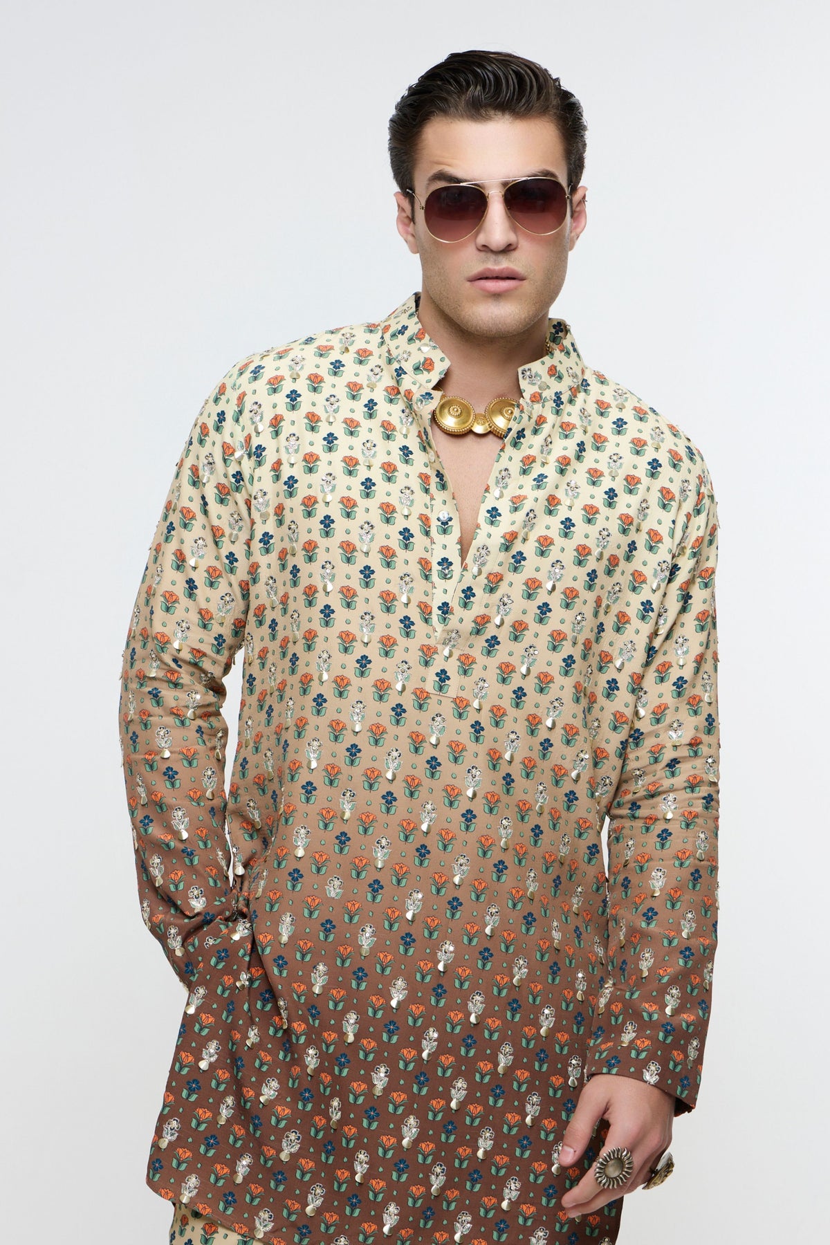 Ombre Print Highlighted Kurta Set