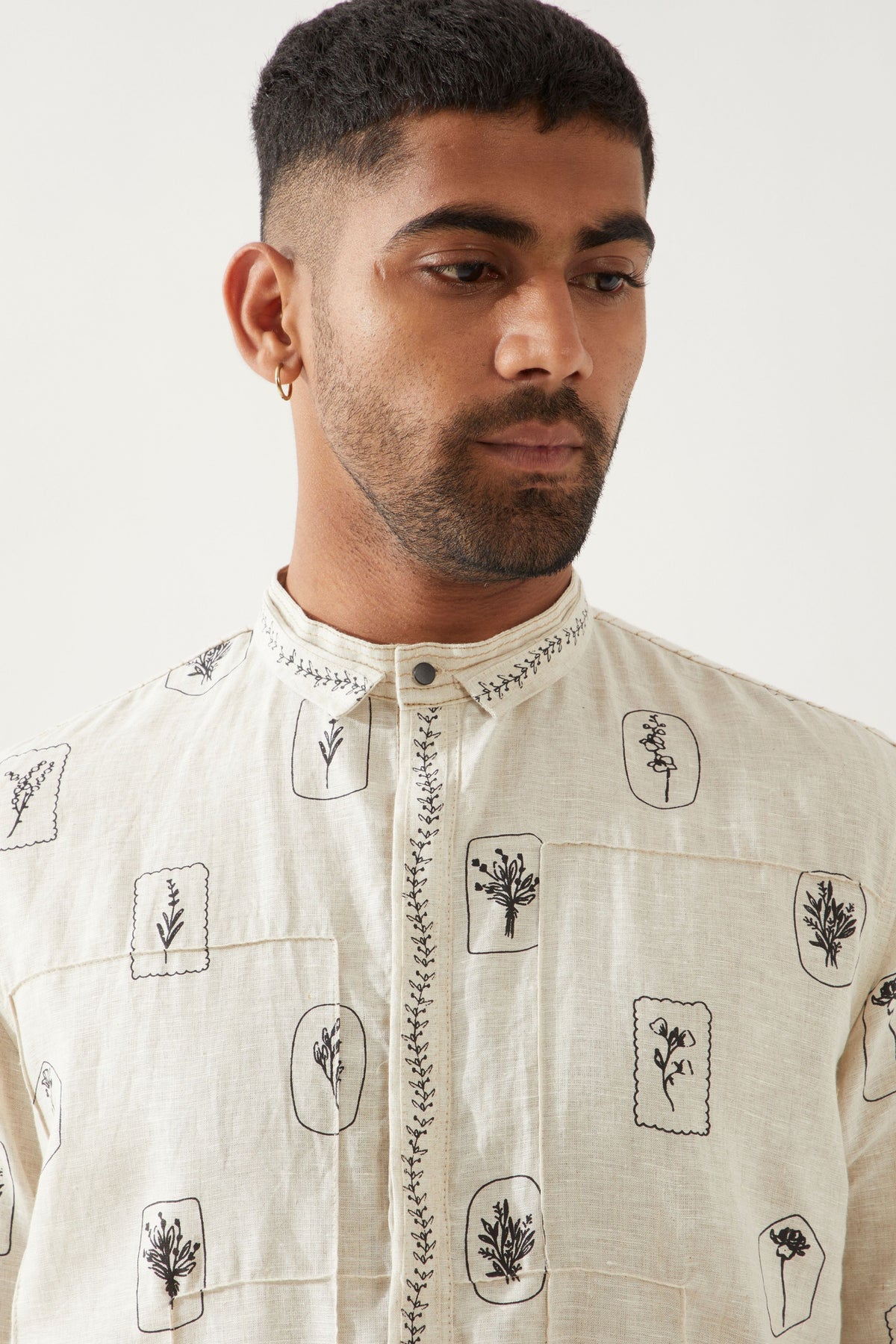 Slate Stamp Ivory Kurta Set