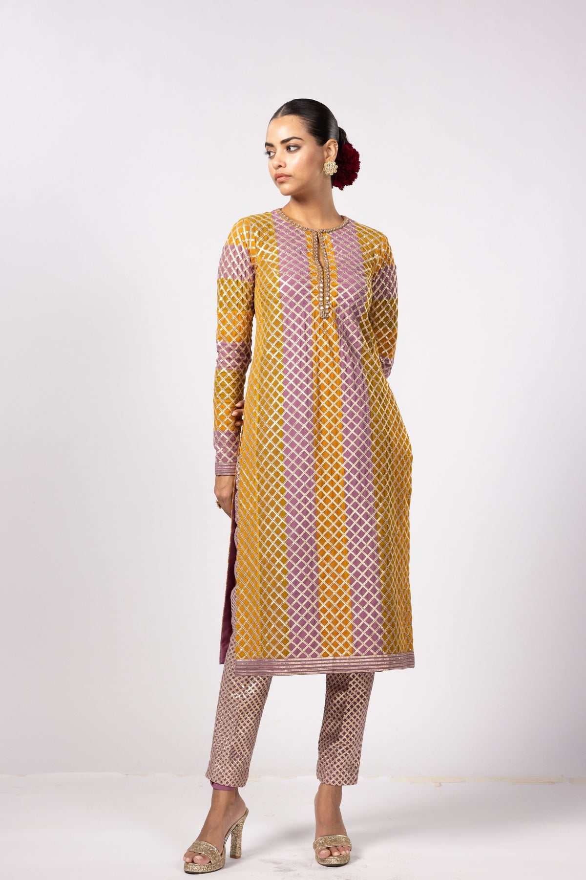Mustard Multicolor Kurta Set