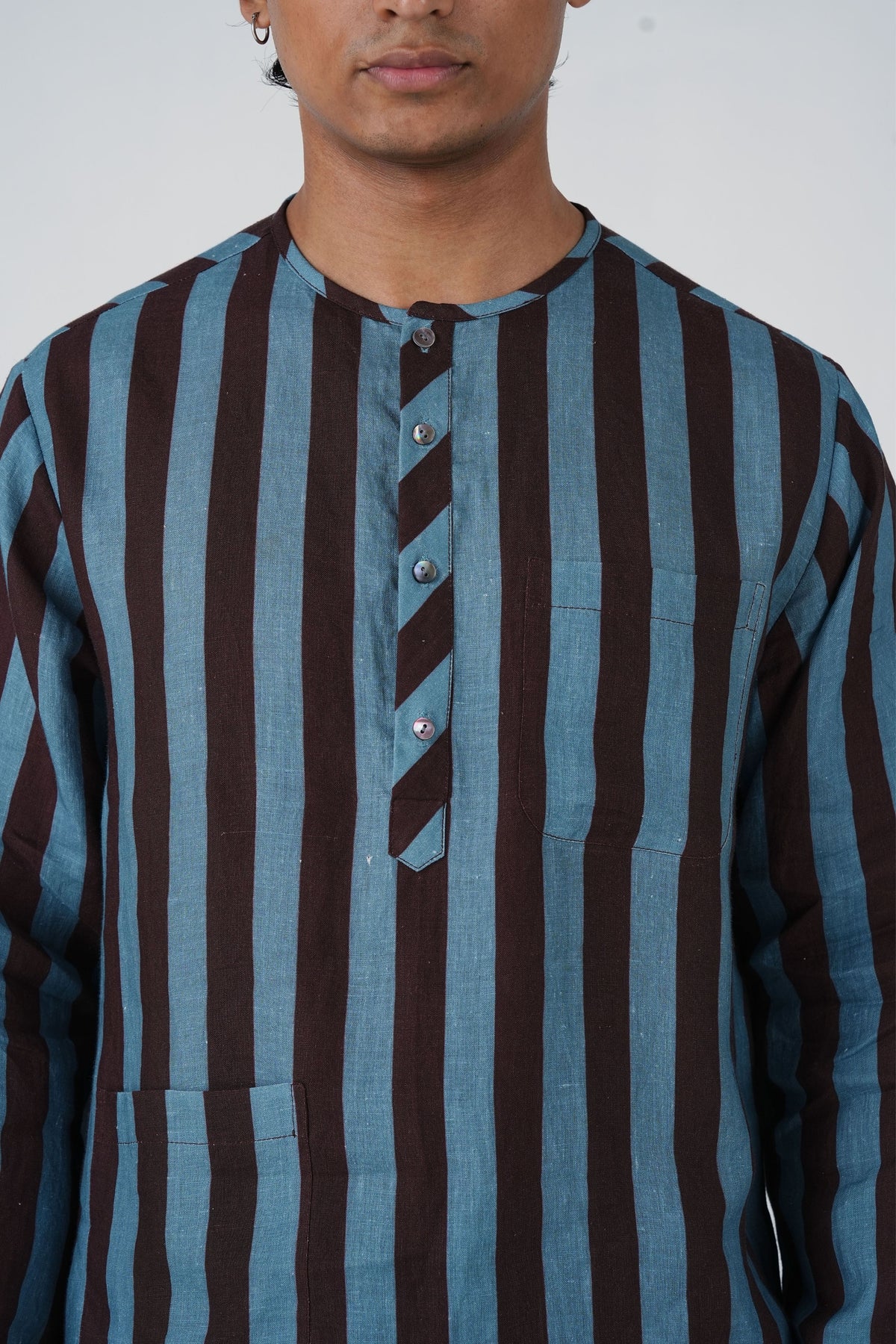 Blue Zen Collarless Shirt
