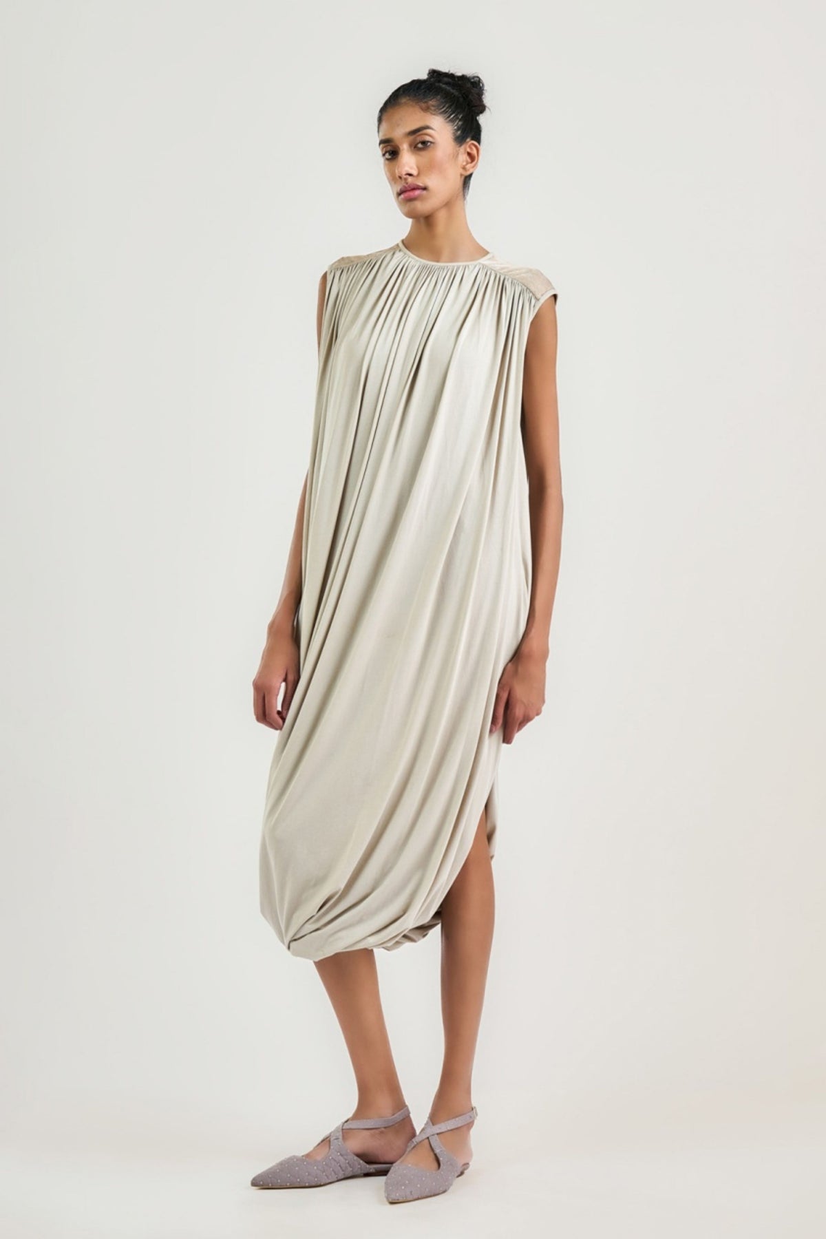 The Taupe Drape Dress