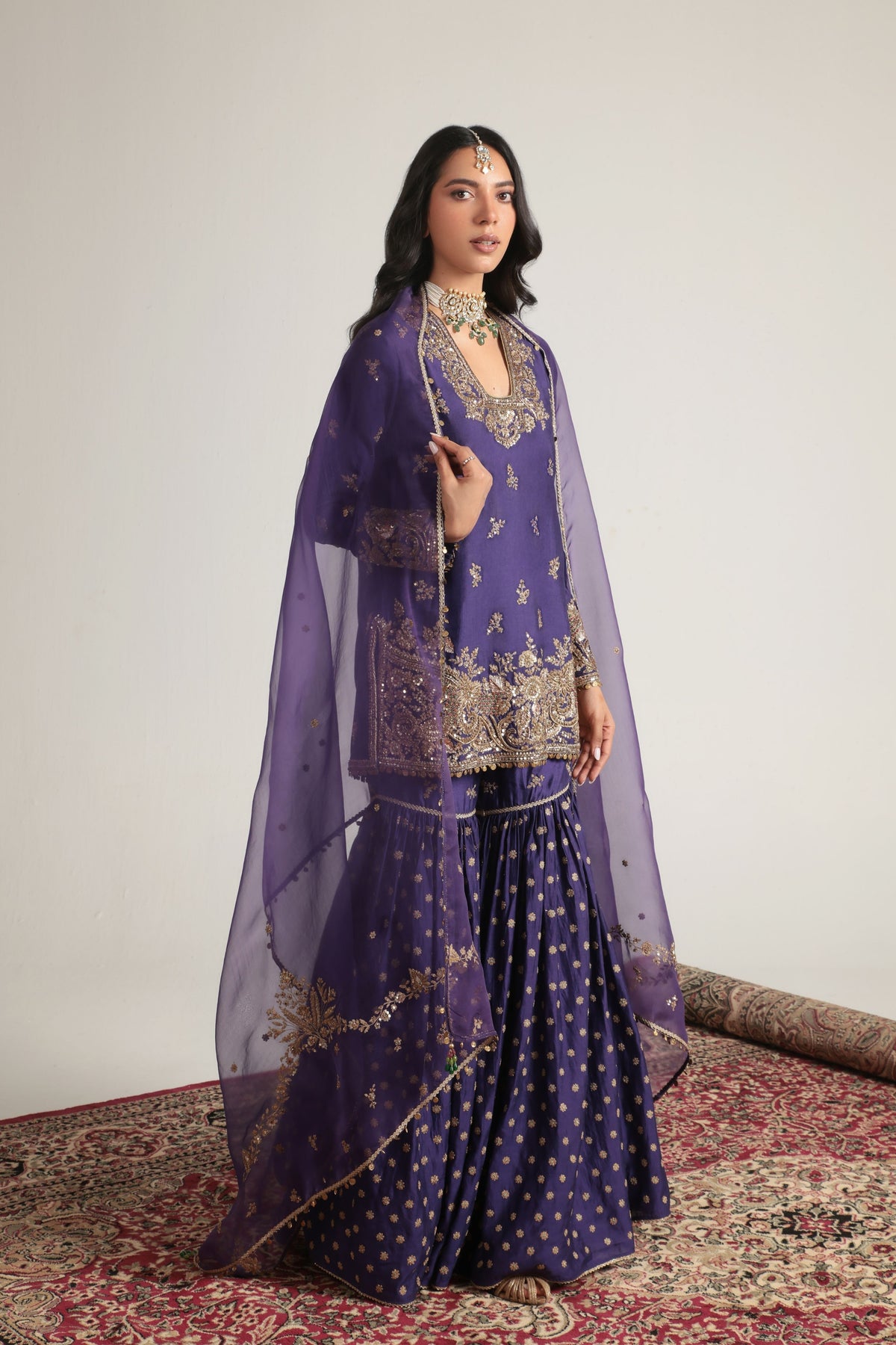 Purple Buti Sharara Set
