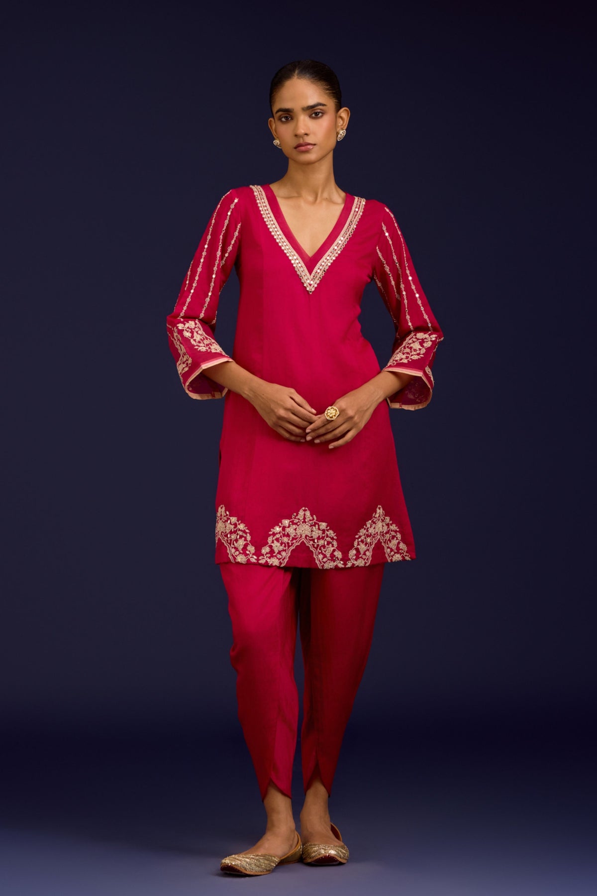 Fuchsia Cotton Kurta Set