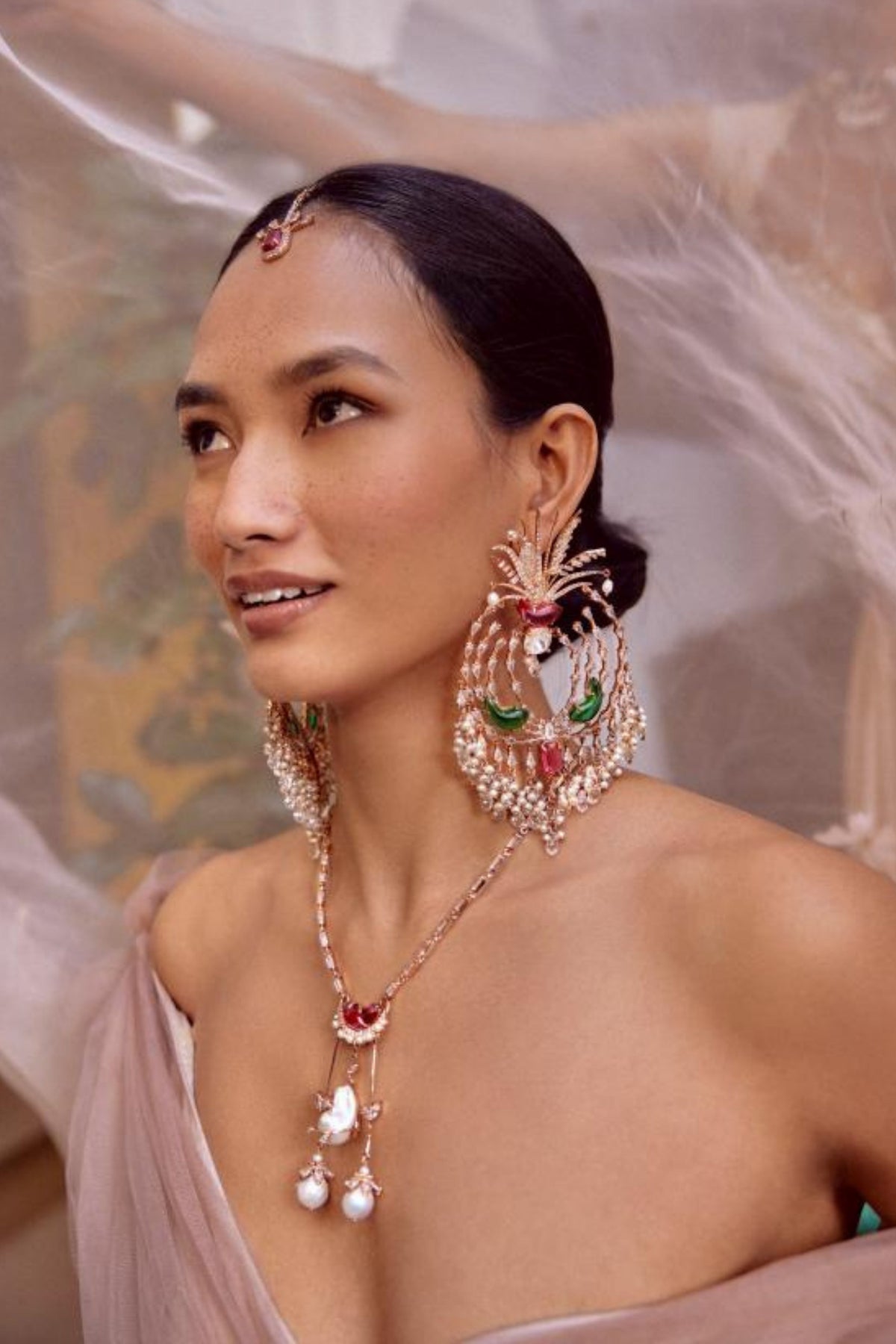The Faena Mini Maang Tikka in Vintage Rose