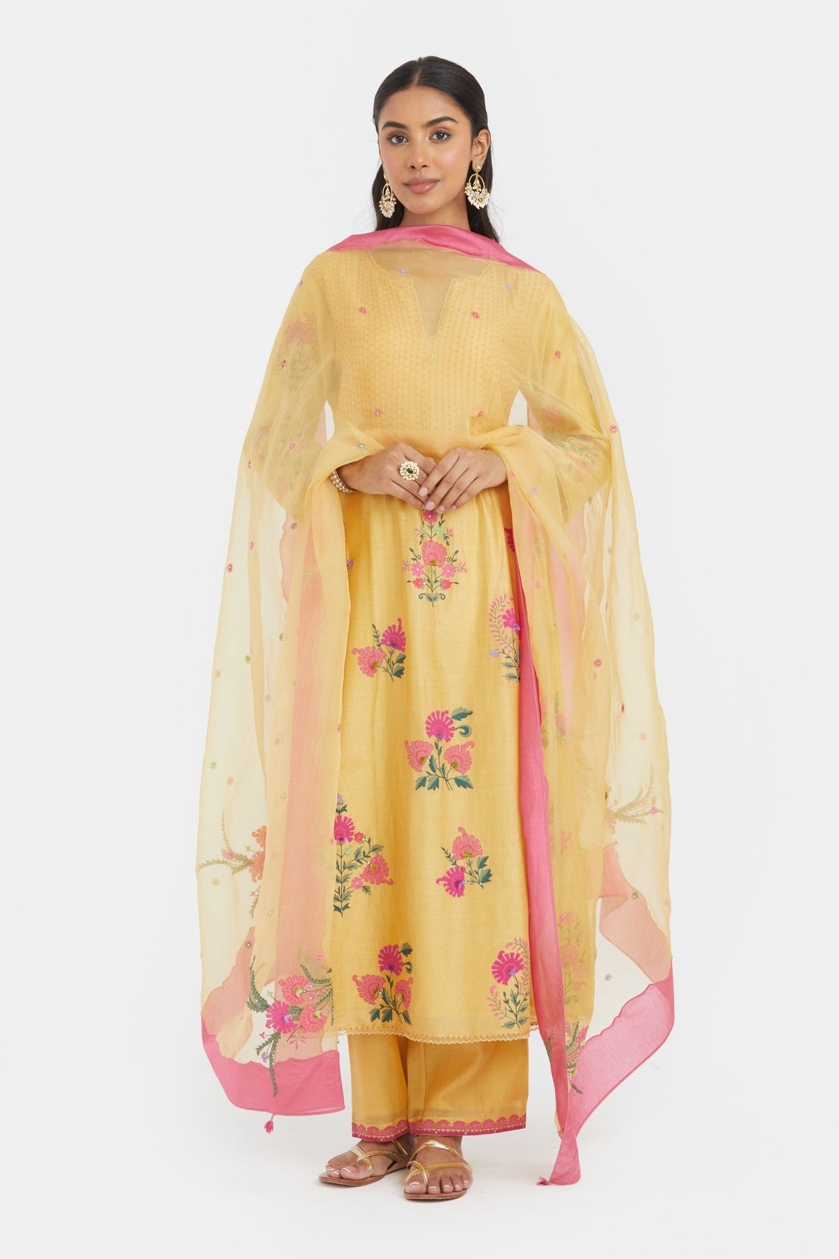 Chanderi Yellow Kurta Set