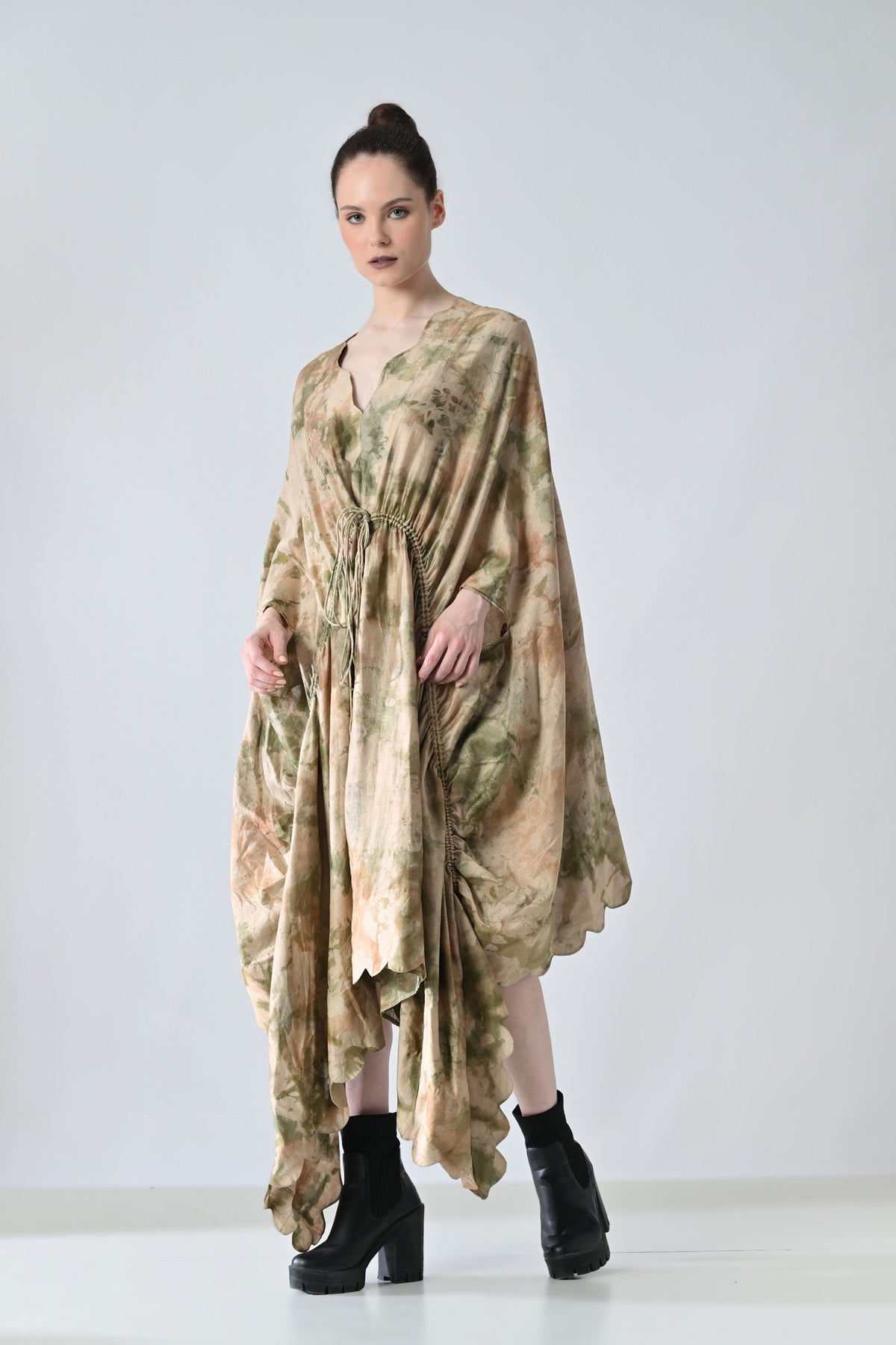 Desert Beige Drape Kaftan Dress