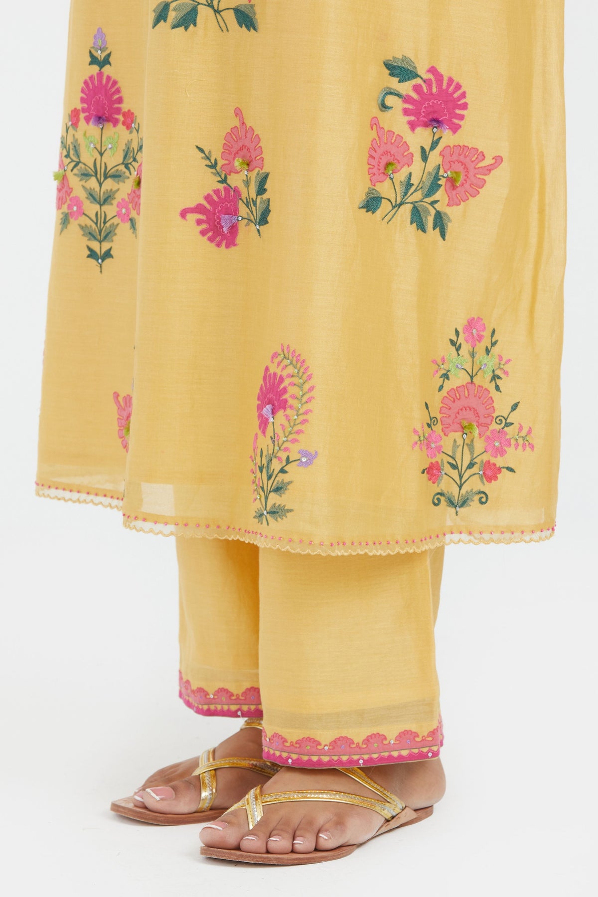 Chanderi Yellow Kurta Set
