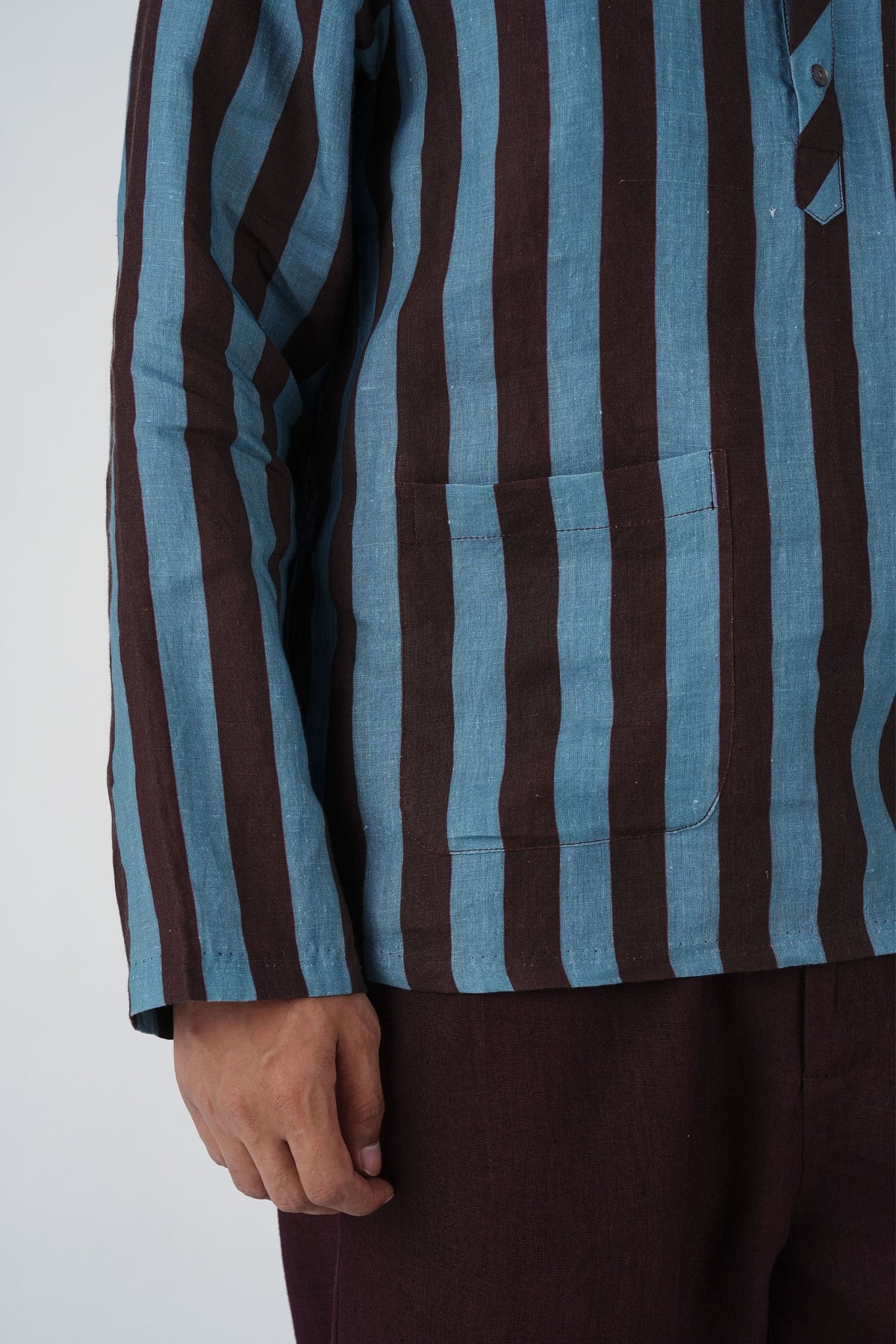 Blue Zen Collarless Shirt