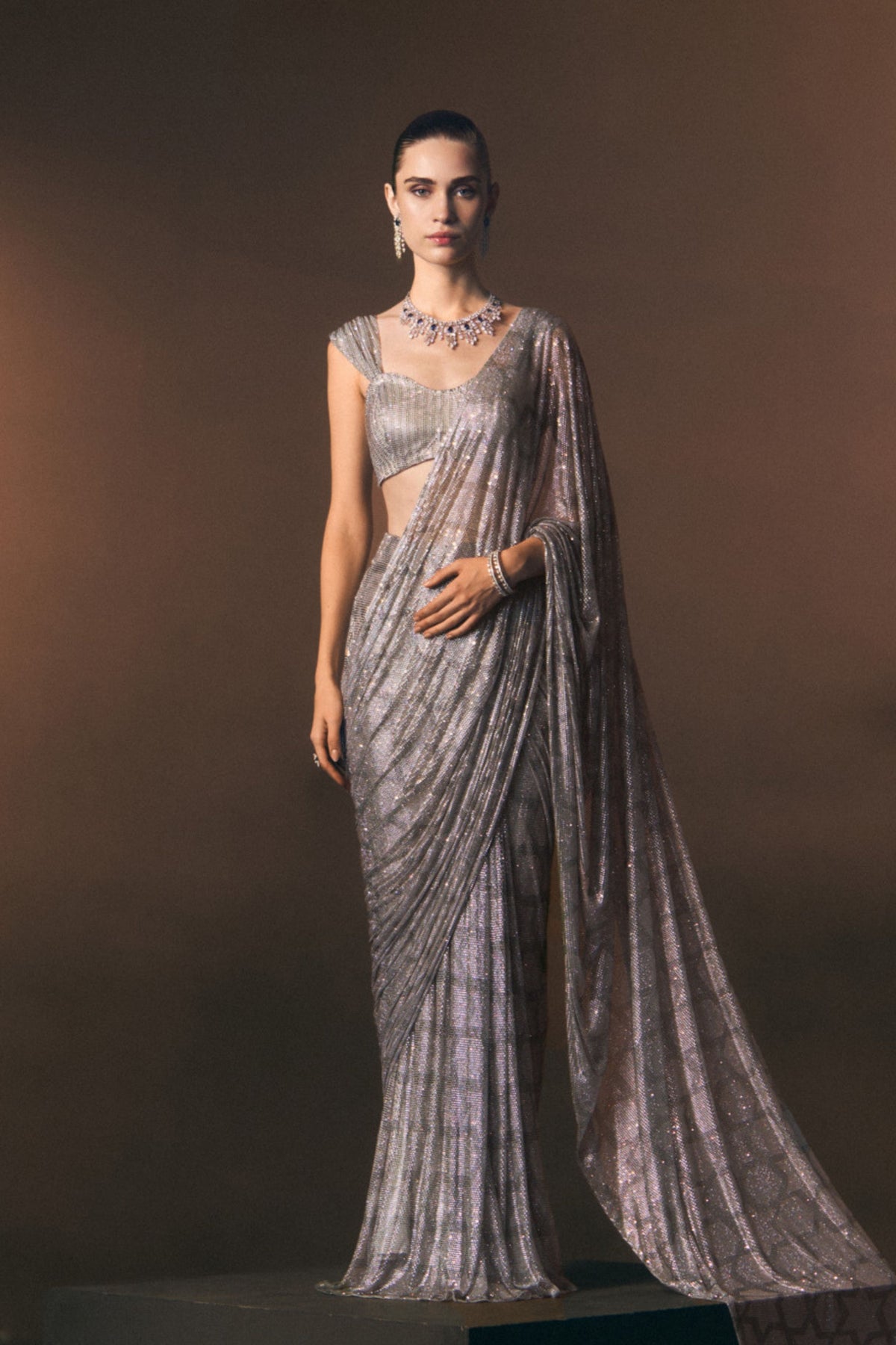 Argent Drape Saree Set