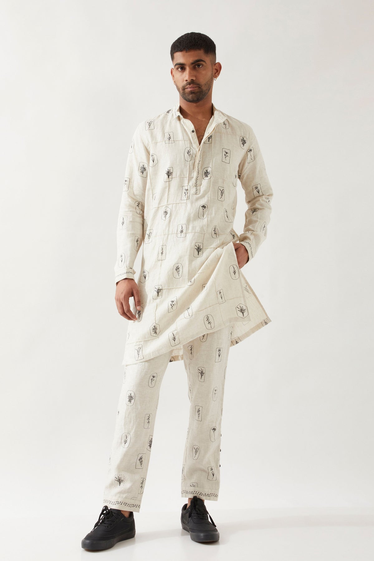 Slate Stamp Ivory Kurta Set