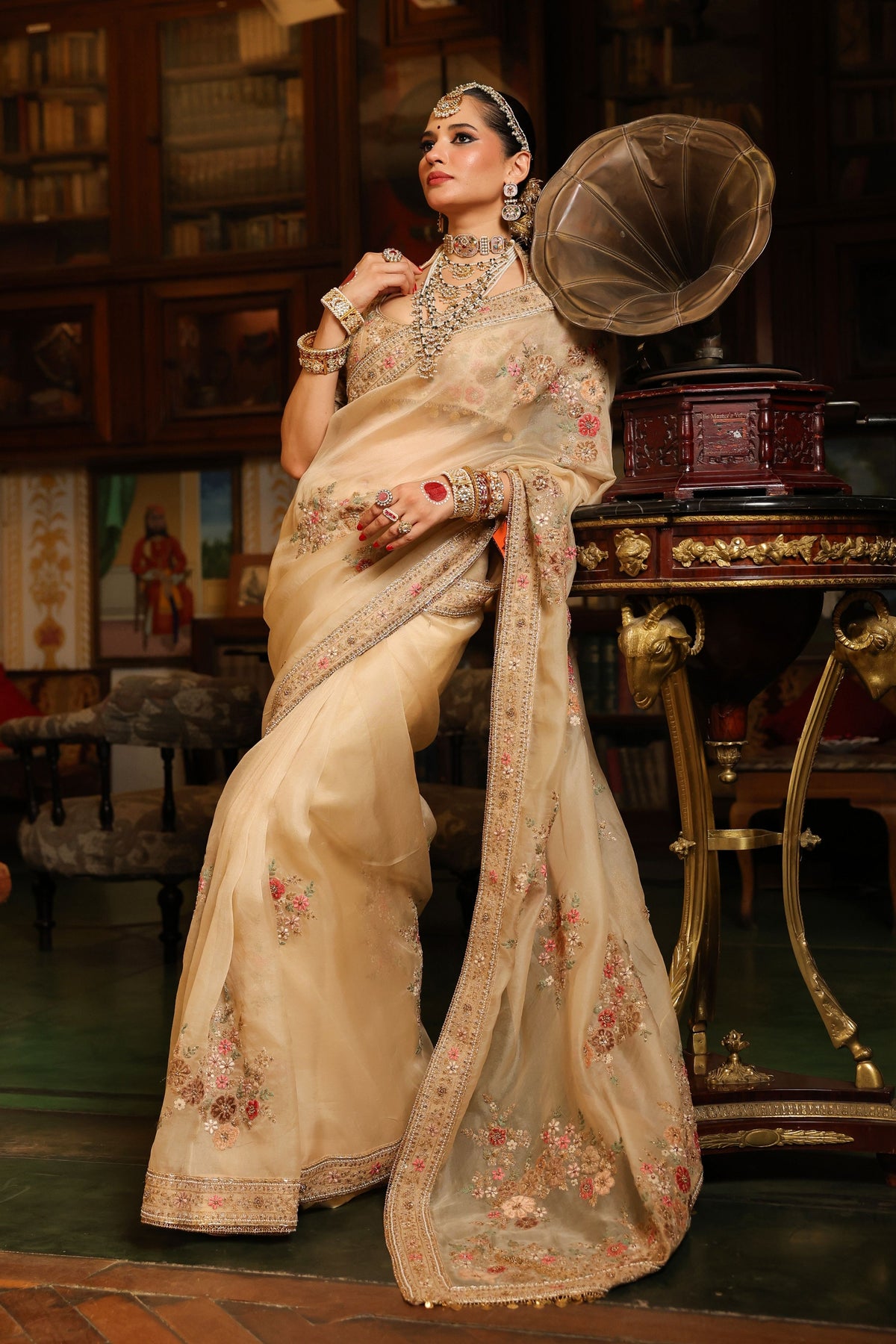 Ahista Ivory Mayur Saree Set