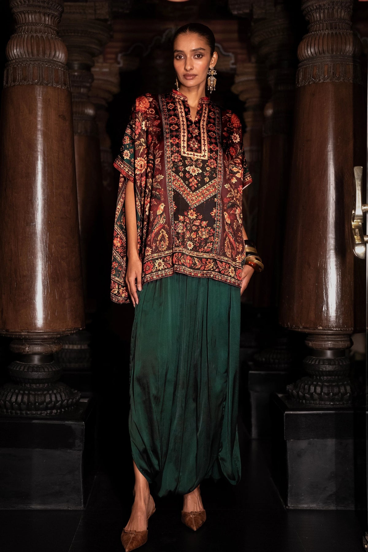 Floral Kaftan & Cowl Pants