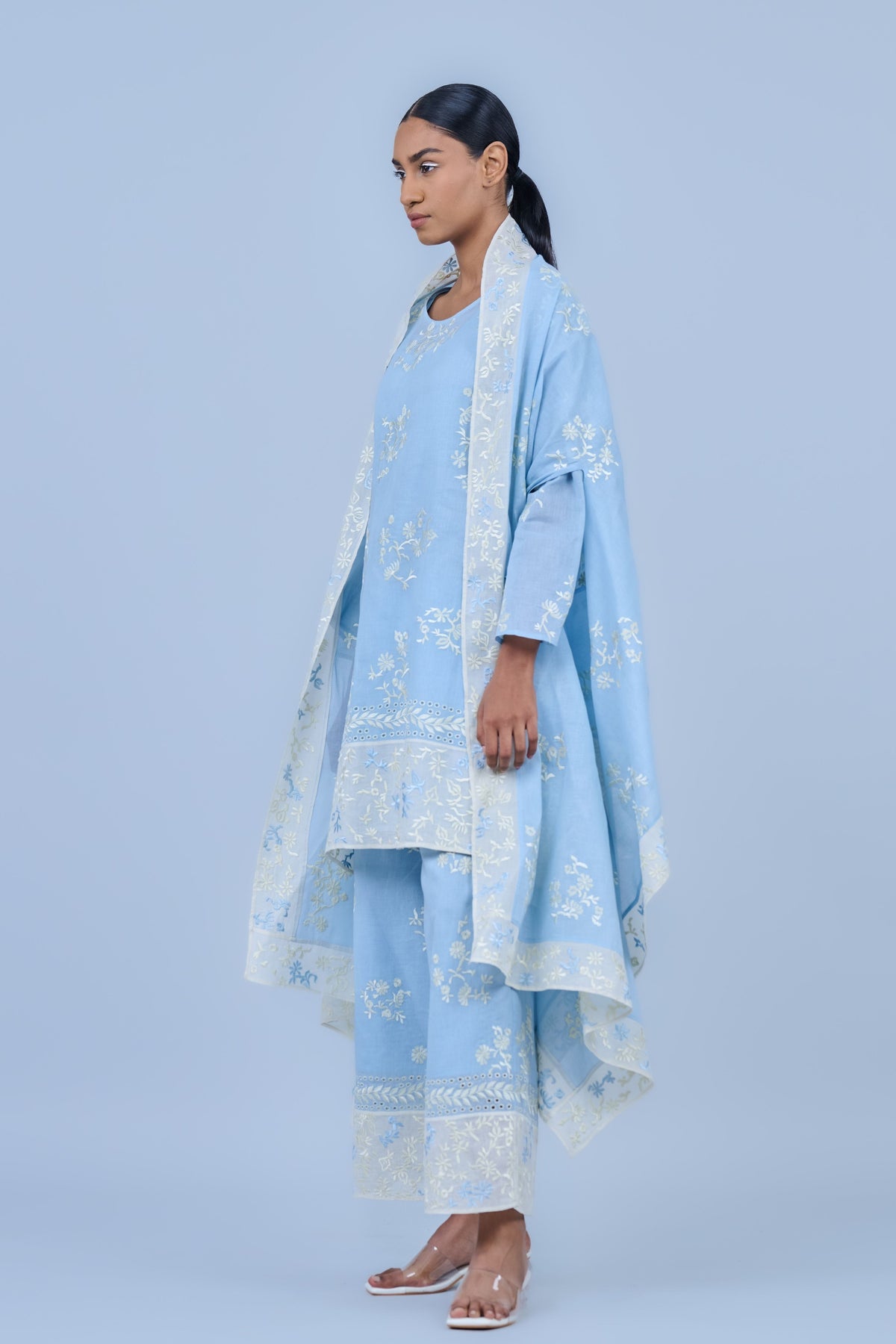 Blue Threadwork Cotton Tunic