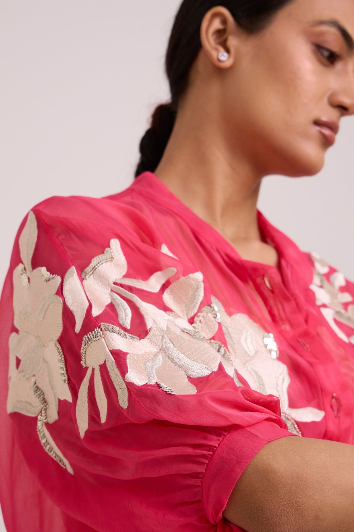 Raspberry Emery Sheer Bomber
