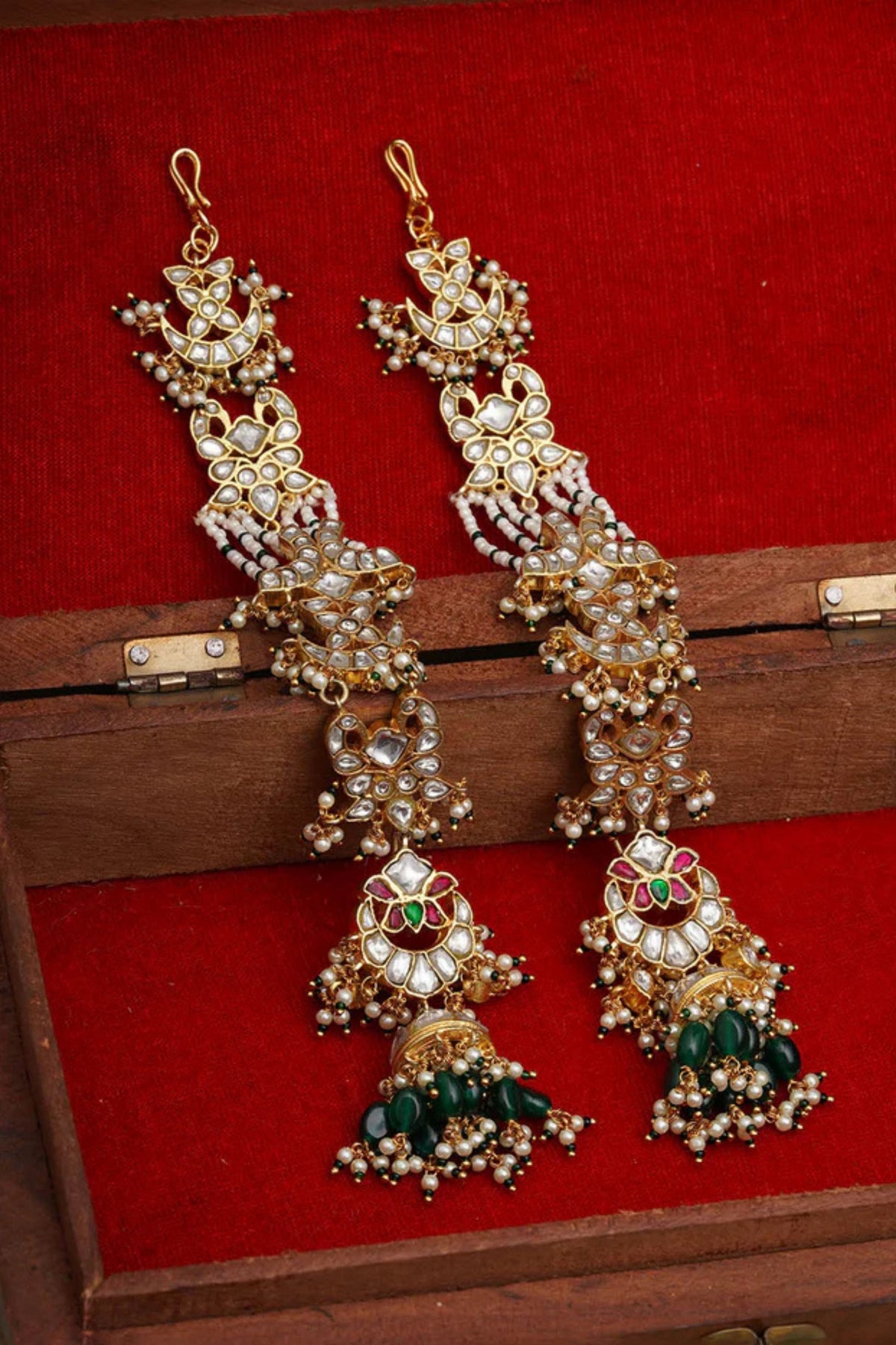 Multicolor Gold Plated Jadau Kundan Earrings