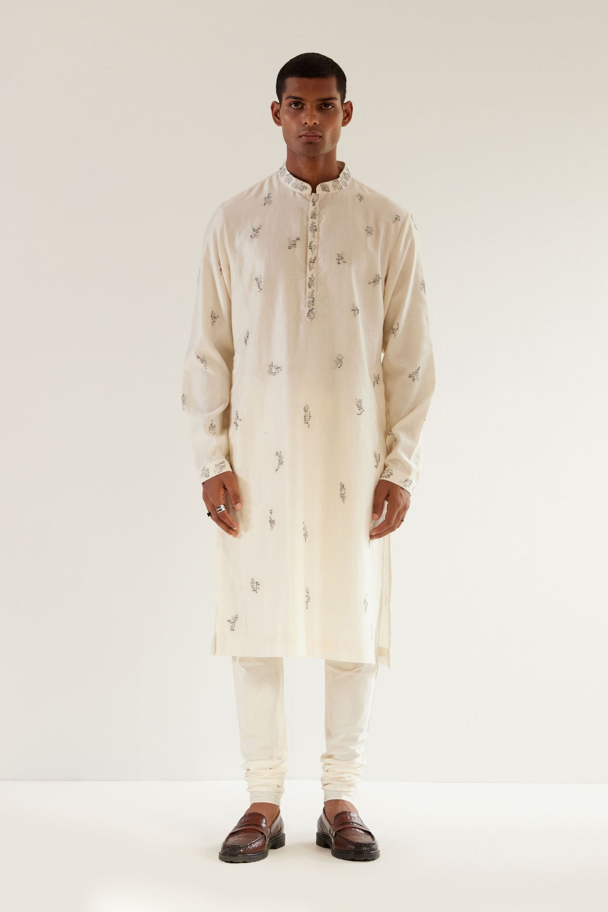 Camo Motif Hand Embroidered Kurta Set