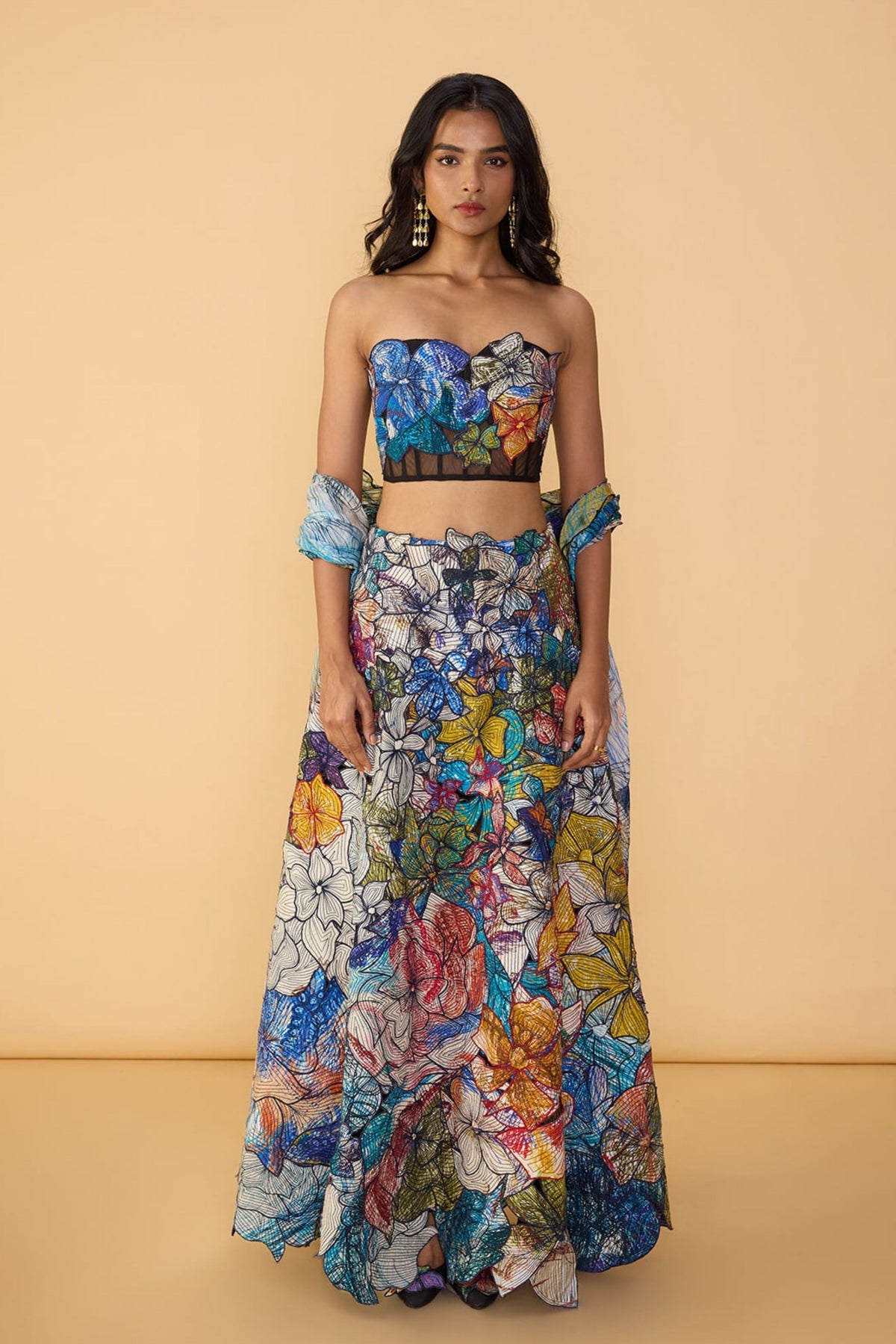 Scribble Dense Scallop Dupatta