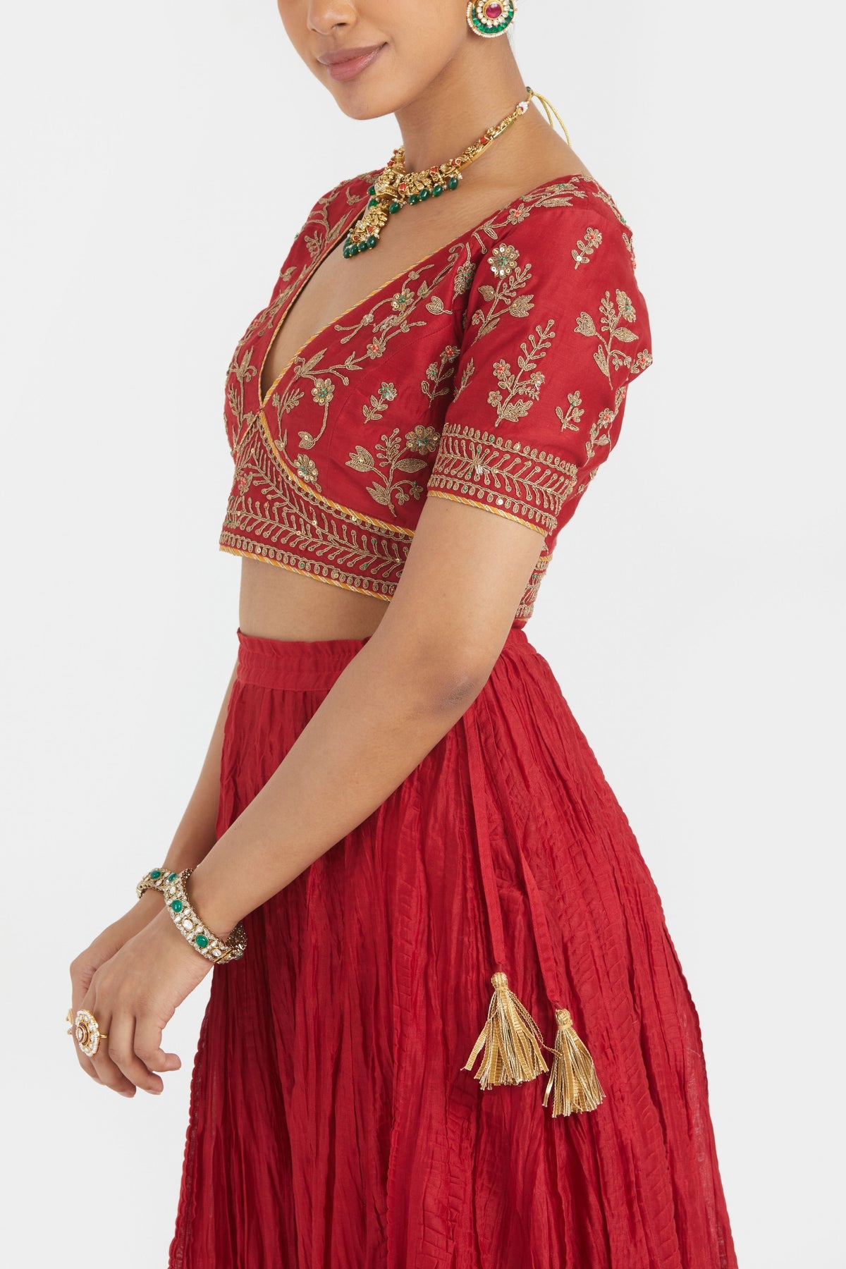 Bright Red Silk Lehenga Set