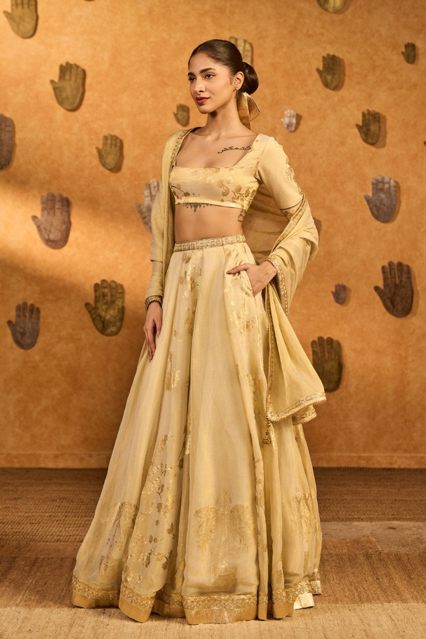Ivory Sakura Lehenga Set - Masaba - Elahe