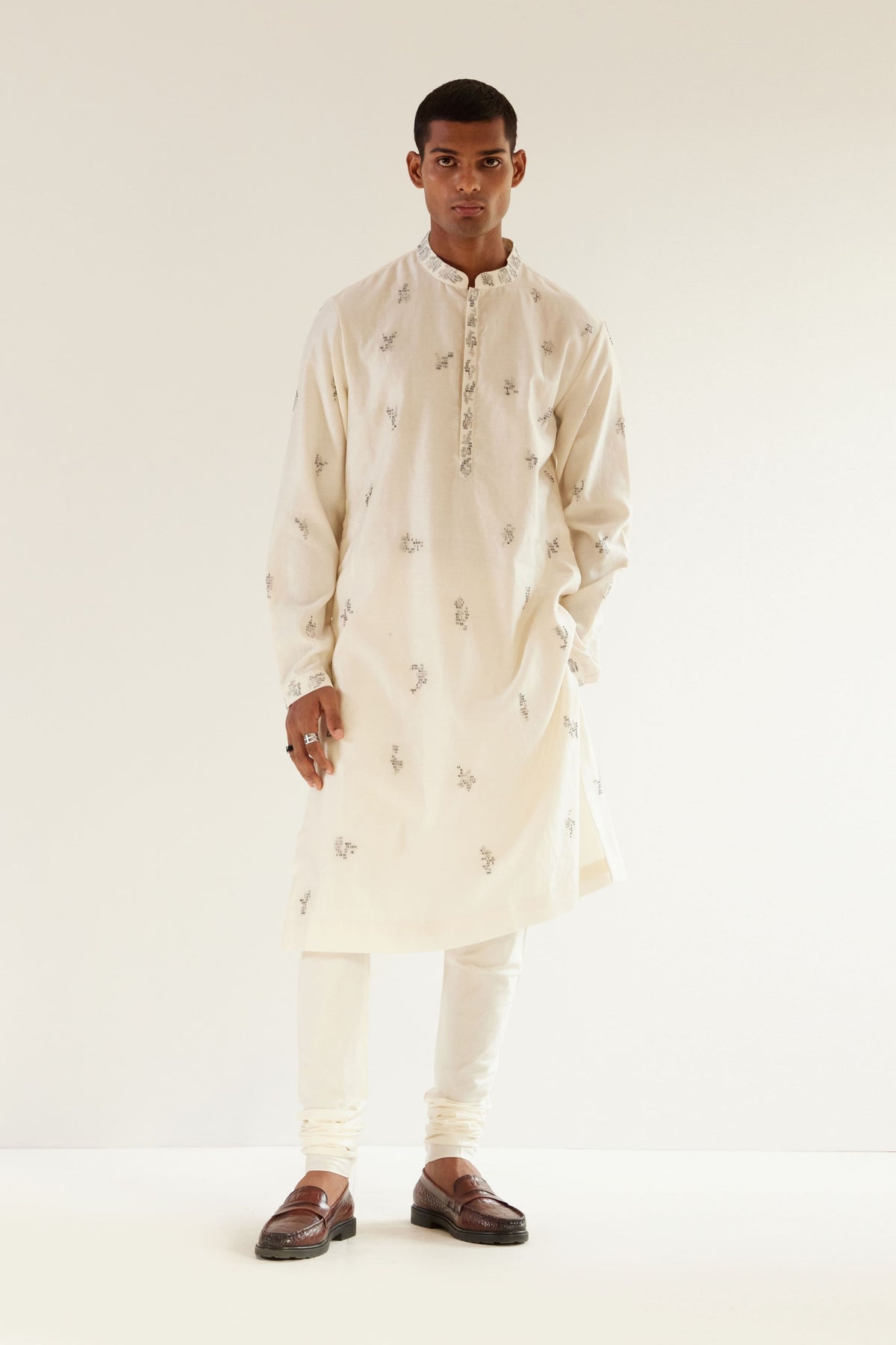 Camo Motif Hand Embroidered Kurta Set