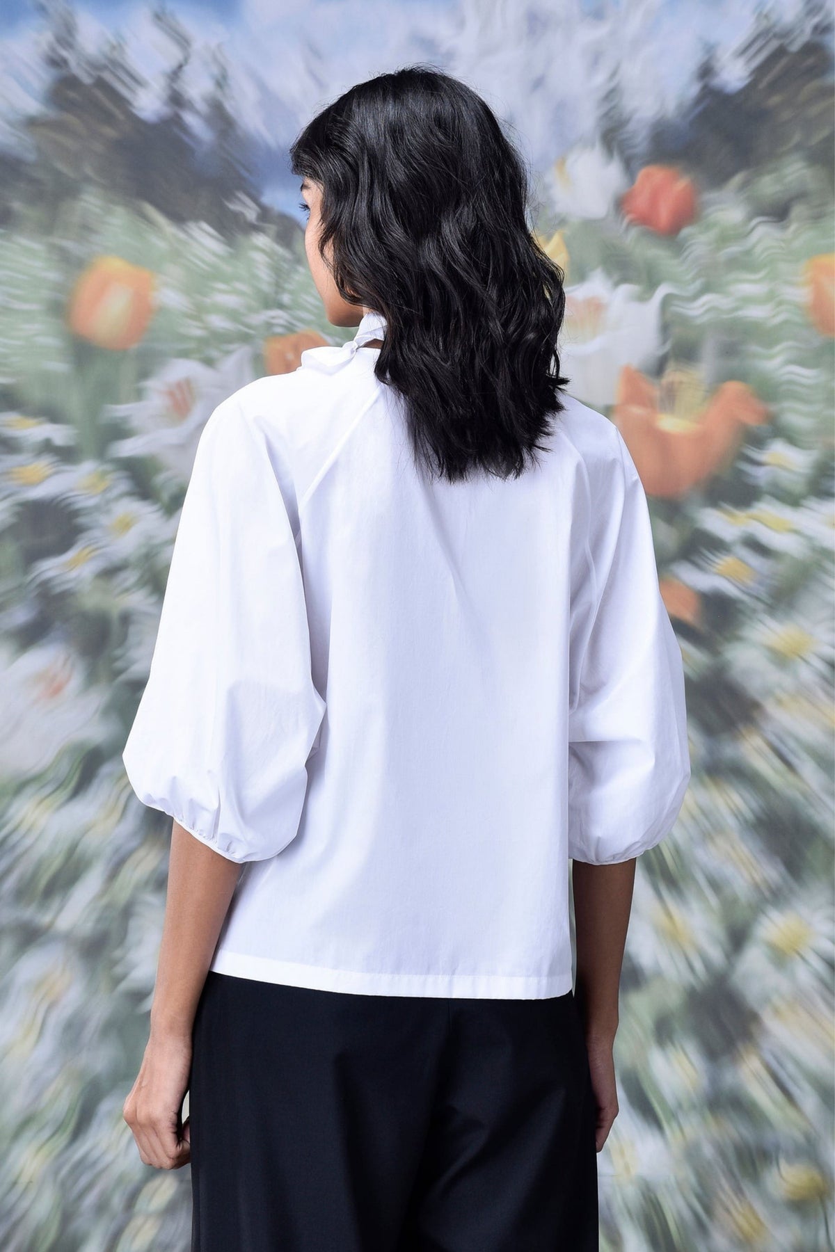 Frill Collar Top White
