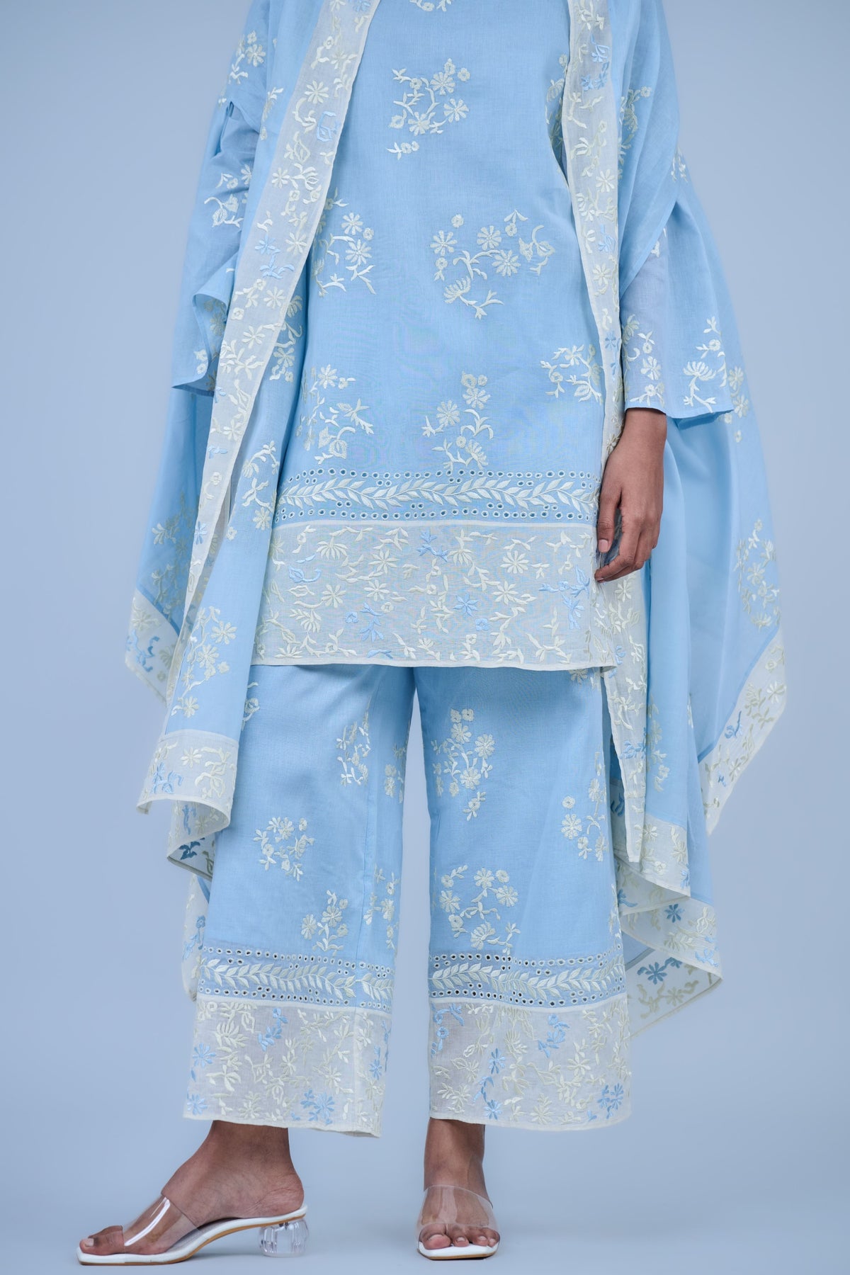 Blue Threadwork Cotton Tunic