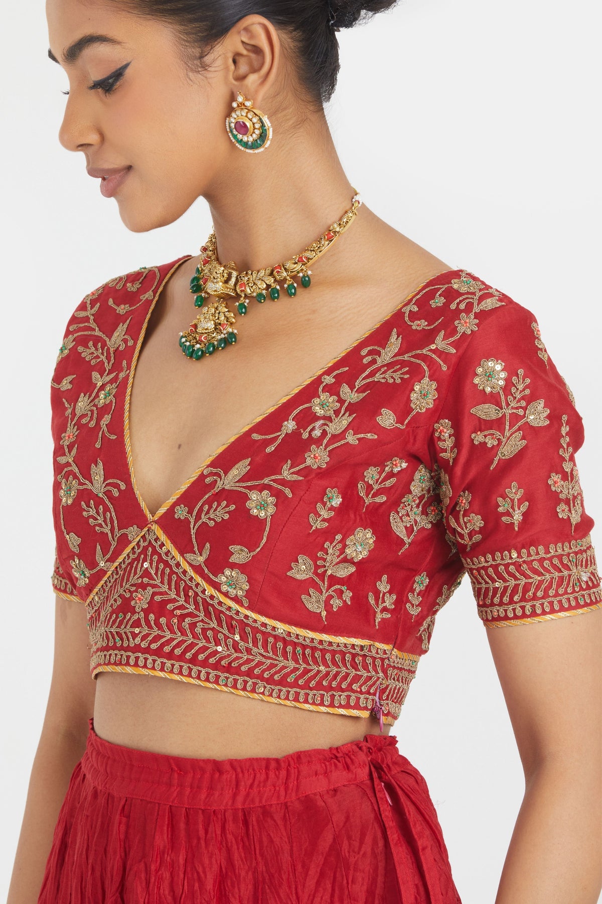 Bright Red Silk Lehenga Set