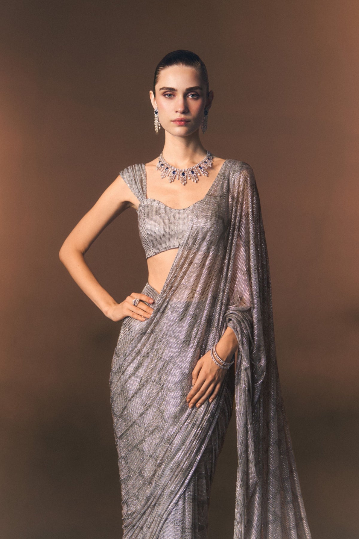 Argent Drape Saree Set