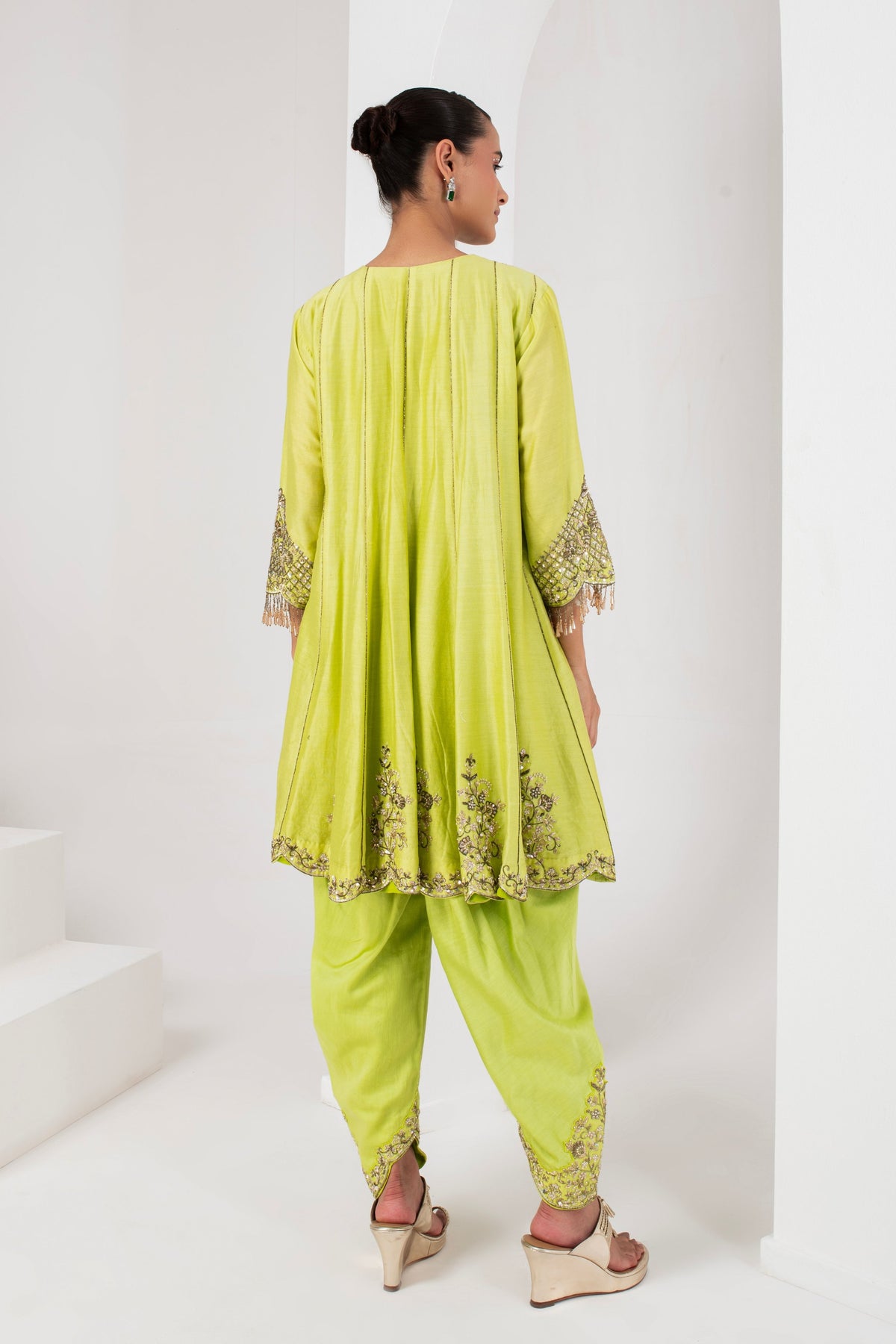 Lime Green Short Kurta Set