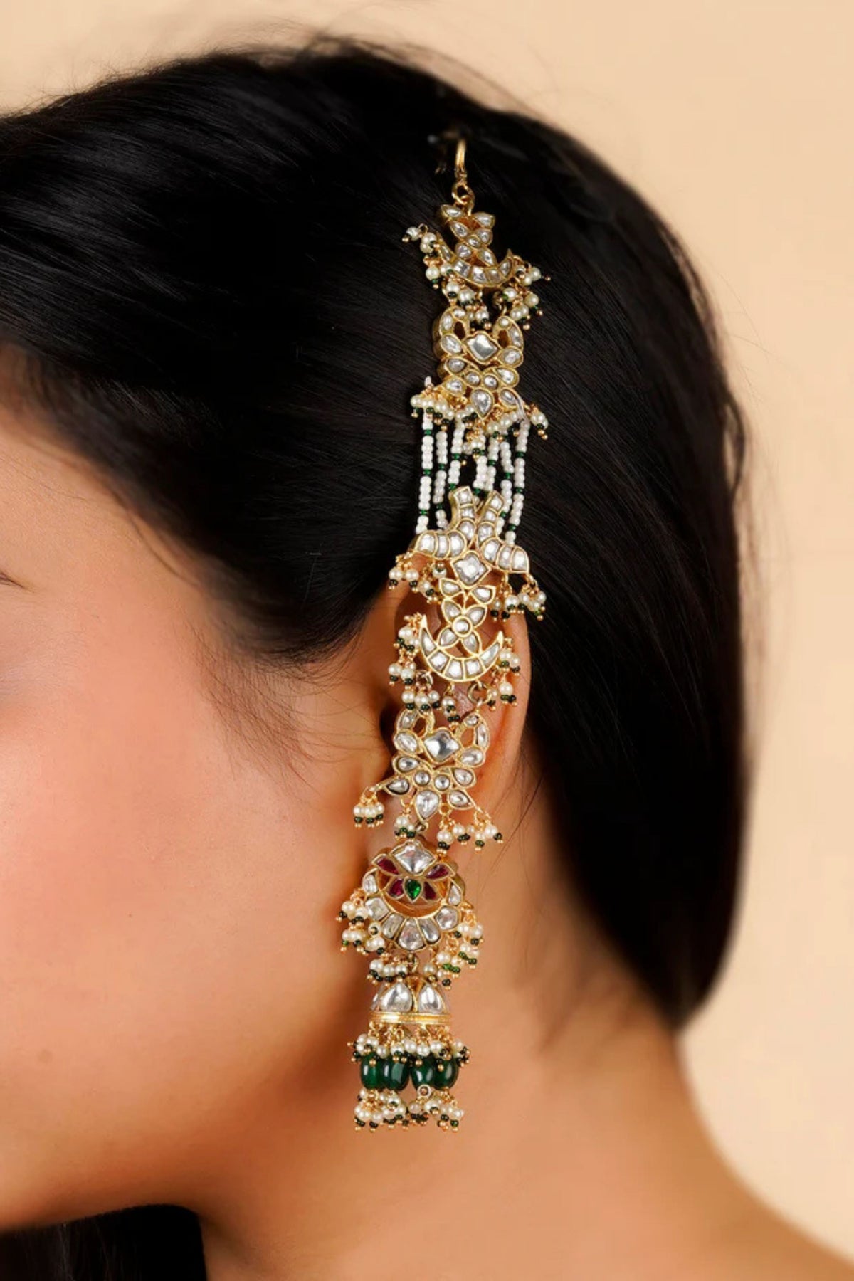 Multicolor Gold Plated Jadau Kundan Earrings