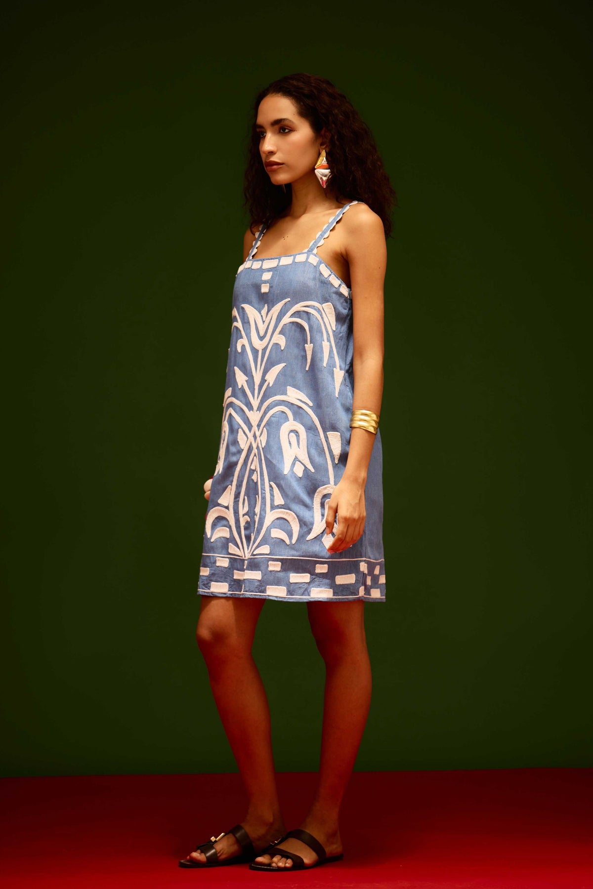 Denim Strappy Shift Dress