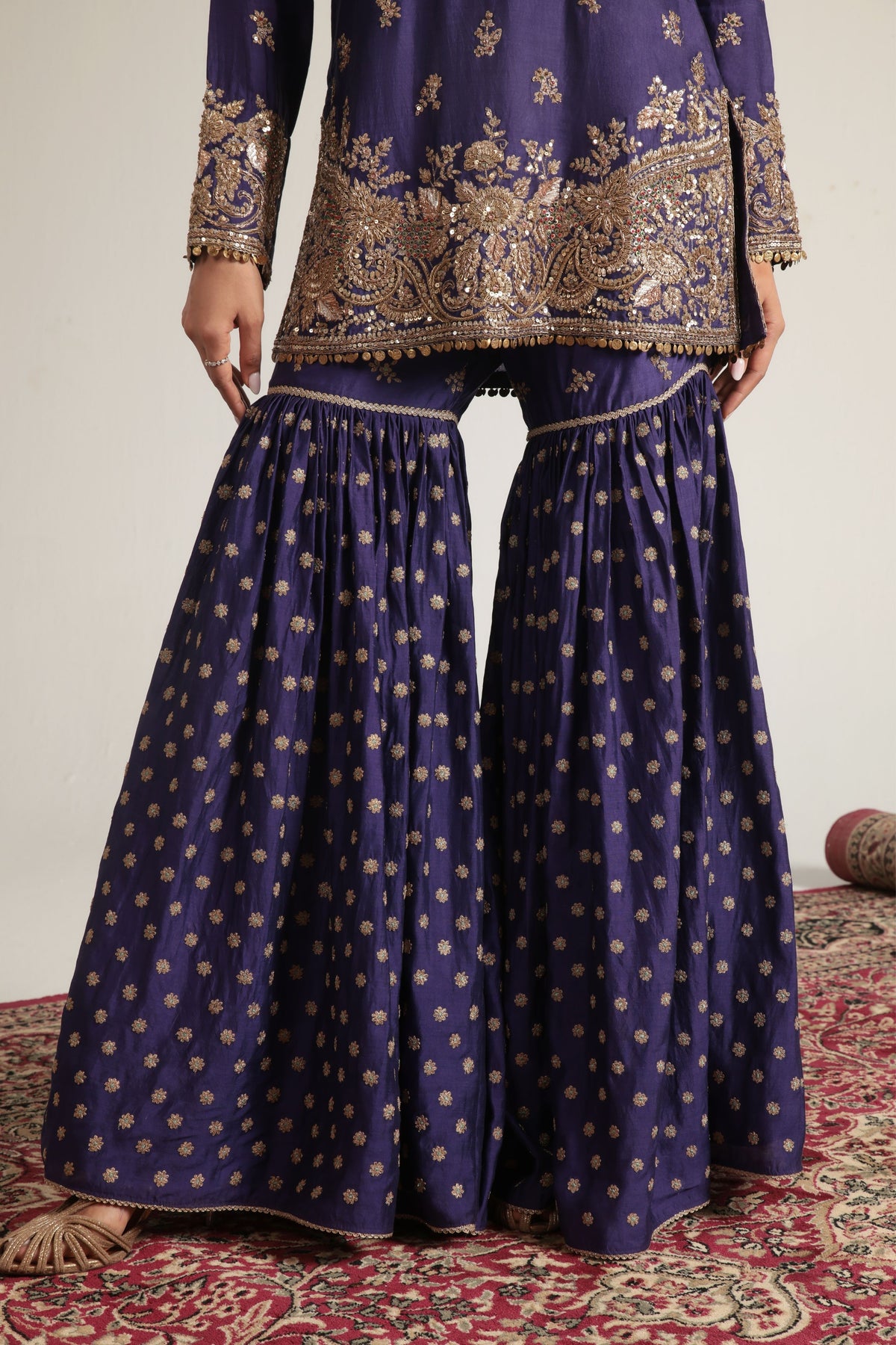 Purple Buti Sharara Set